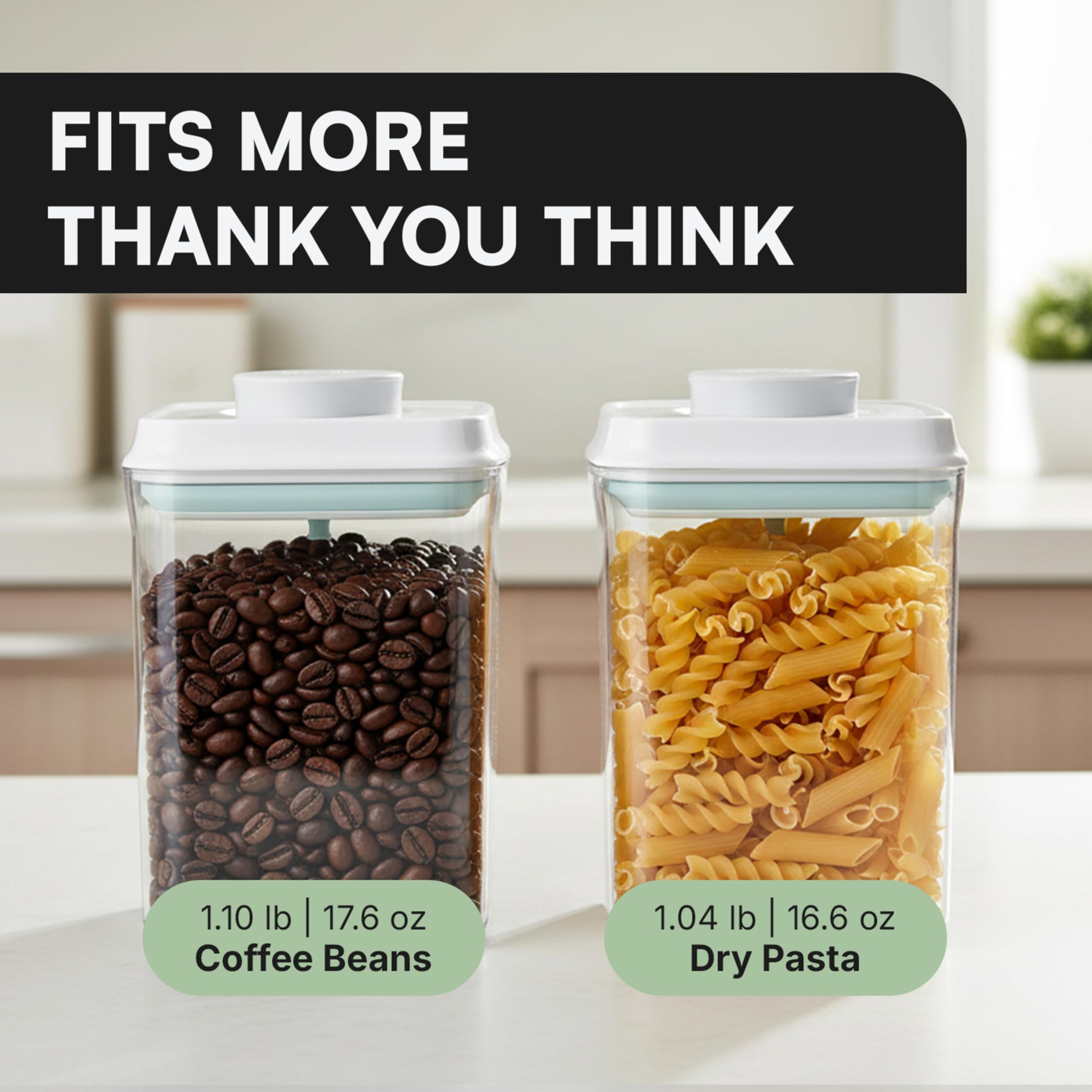 Bop Top Airtight Food Storage Containers with Lid 13.5 Cups / 108 oz | Kitchen Canister Sets | Air Tight Pantry Container | Pop Top Dry Food Storage Containers for Snacks, Sugar, Flour, Baking, Pasta