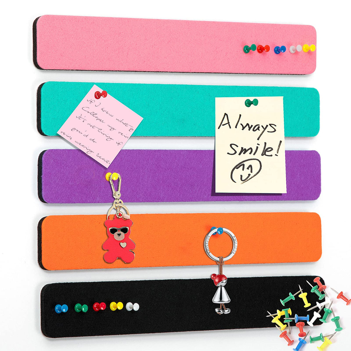 Felt Bulletin Board, 15.7''X 11.8'' corkboard Pin Board for Bedrooms Offices Home Wall Decoration, Self Adhesive Cork Board with 35 Push Pins for Paste Notes, Photos, Schedules (2 Pack)