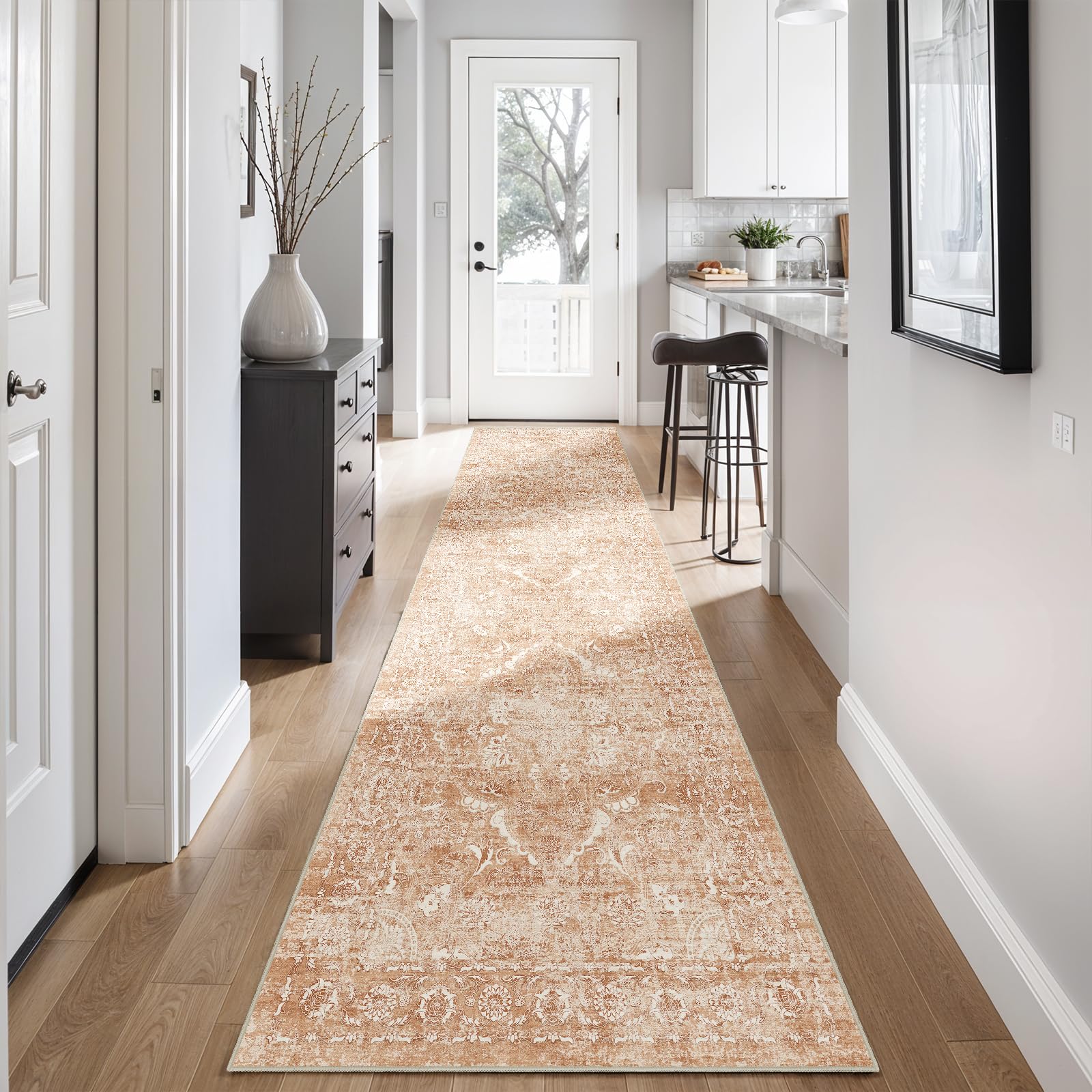 2x5 Washable Kitchen Runner Rug - Soft Low Pile Floral Animal Cat Print Rugs with Non-Slip Backing Waterproof Stain-Resistant Indoor Carpet for Hallway Entryway Bathroom Bedroom (Black)