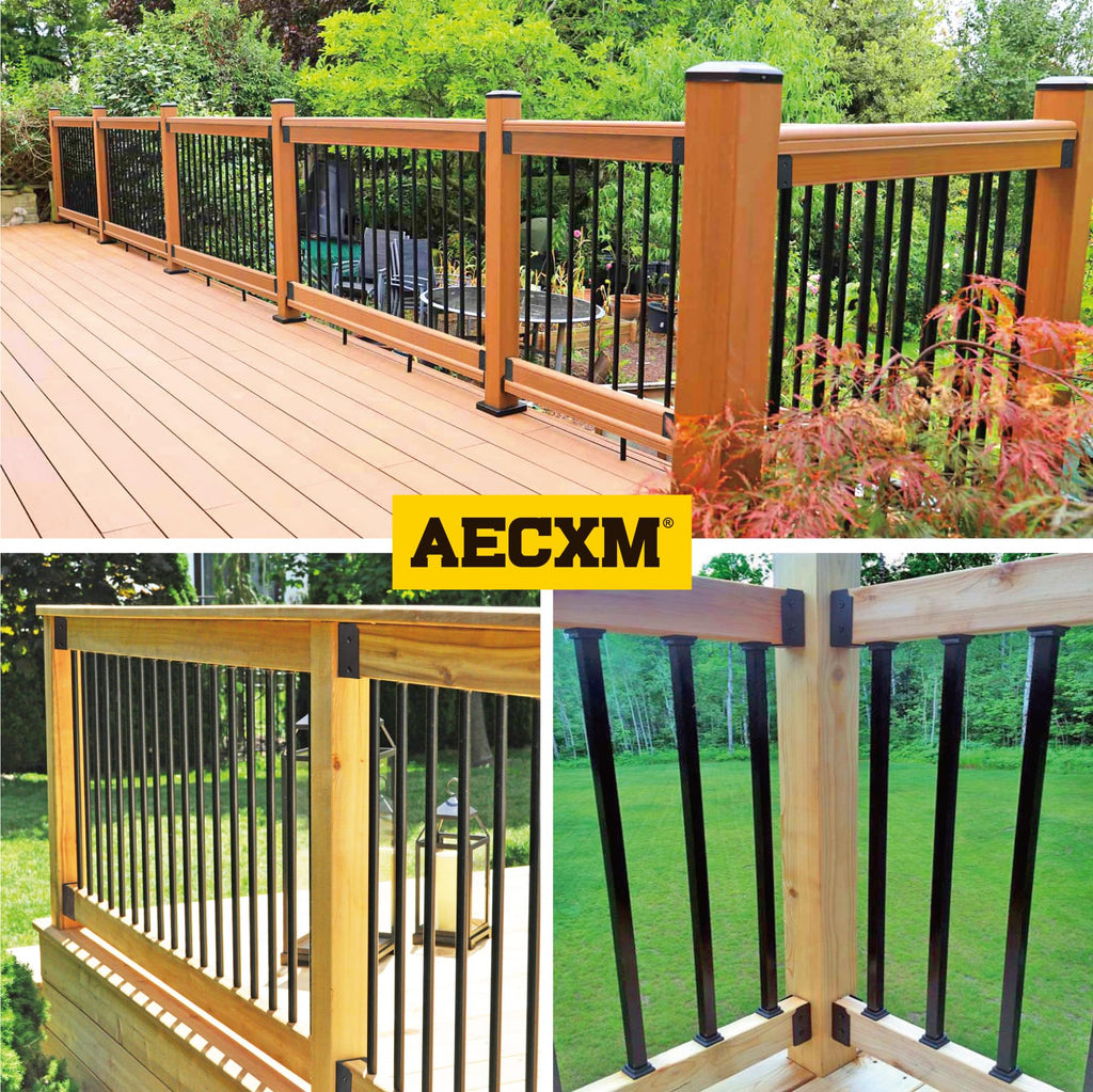 AECXM 201 Stainless Steel 2" x 4" (1 ½" x 3 ½" Actual) Deck Railing 27.5° Stair Connectors, for Deck Railing Stair Handrail Connection Installation Deck Railing Bracket (4 Pair-Black)