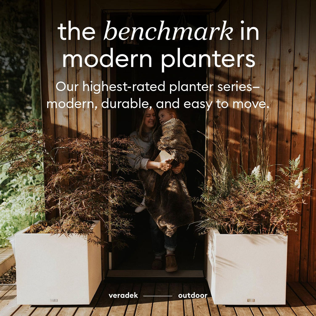 Veradek Block Series Cube Plastic Planter - Large Square Planter for Indoor or Outdoor Patio/Garden | Durable All-Weather Use with Drainage Holes | Modern Décor for Tall Plants, Trees, Flowers