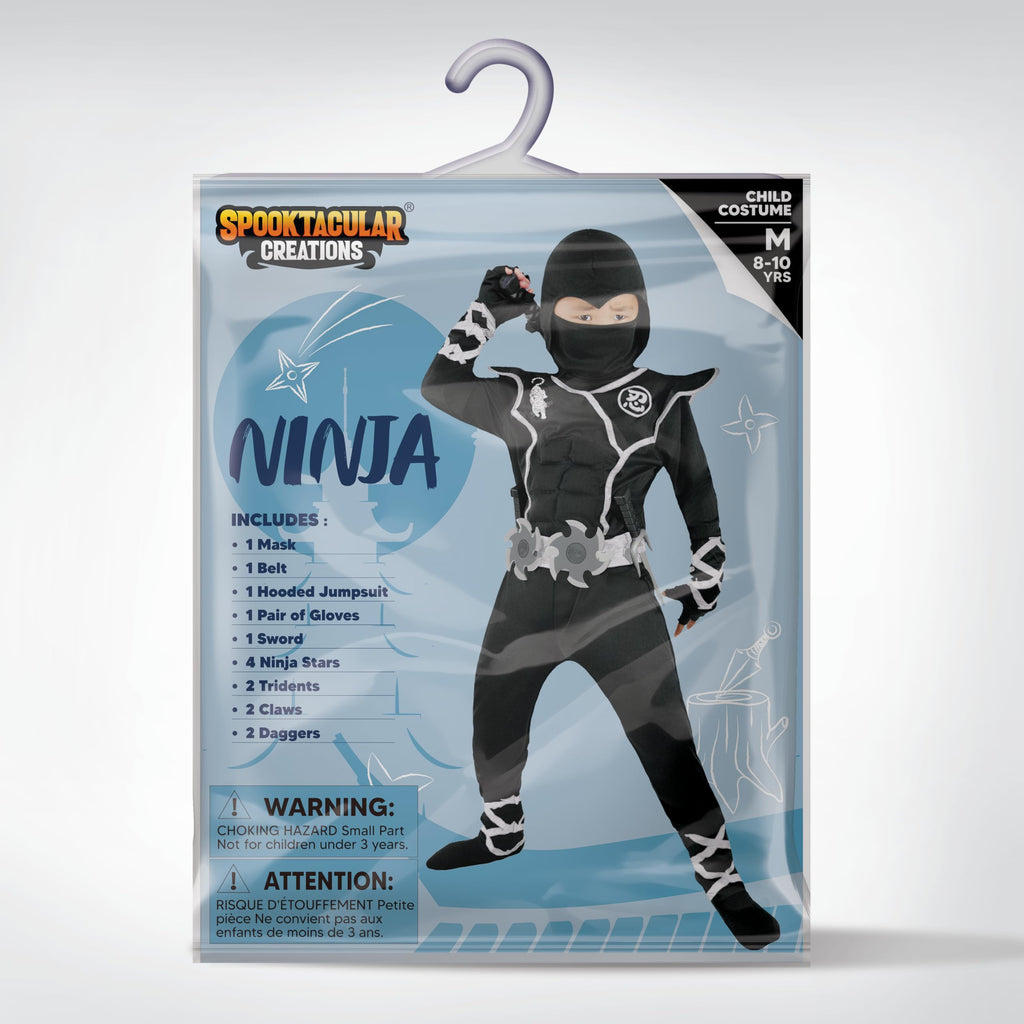 Spooktacular Creations Halloween Ninja Costume, Ninja Outfit Set for Kids, Halloween Costumes for Boys Dress Up Party