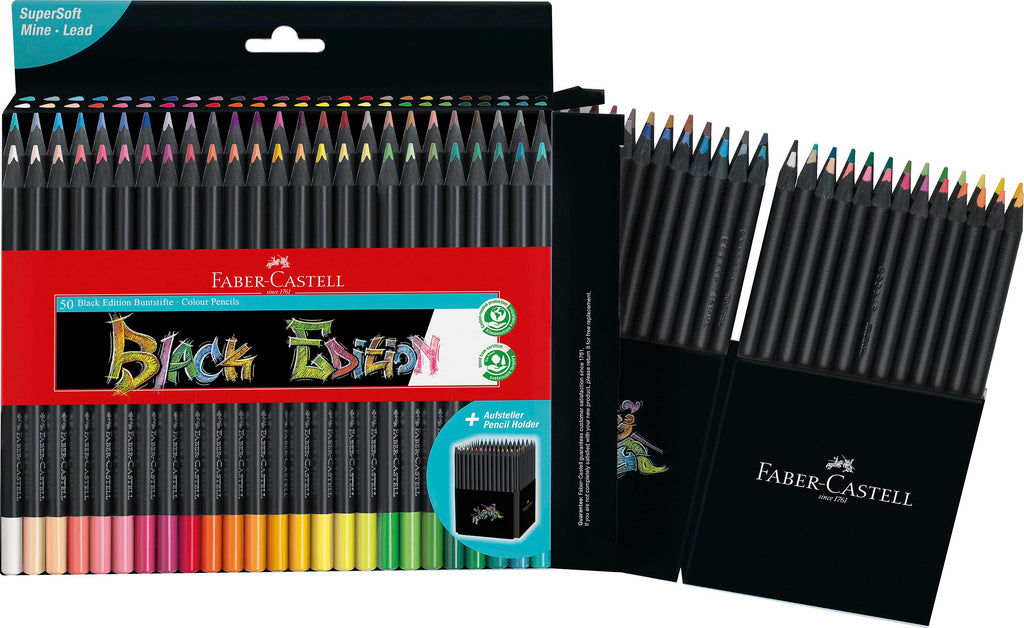 Faber-Castell Black Edition Colored Pencils| Great Back to School Art Supplies | Classic (12 Count)