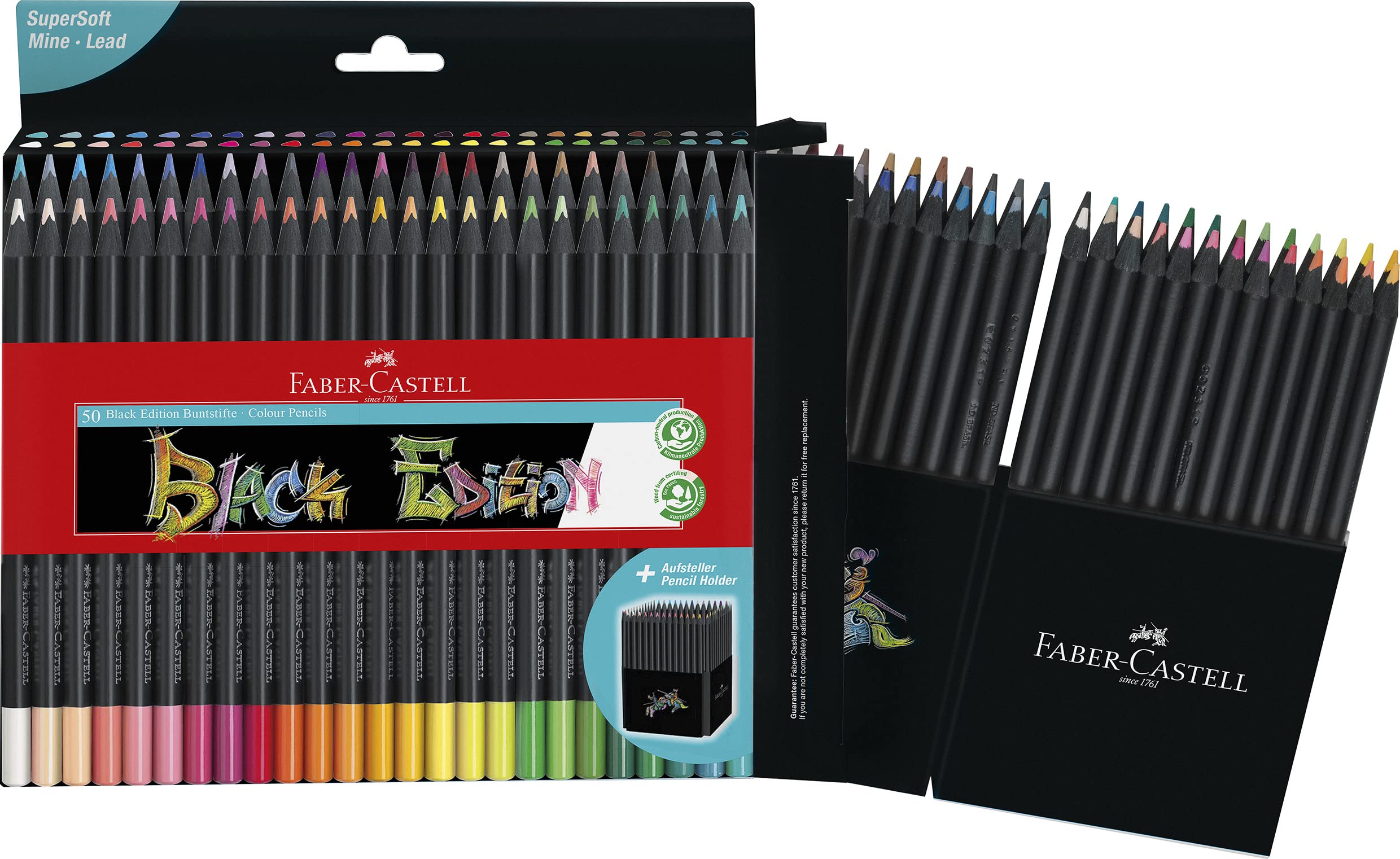 Faber-Castell Black Edition Colored Pencils| Great Back to School Art Supplies | Classic (12 Count)