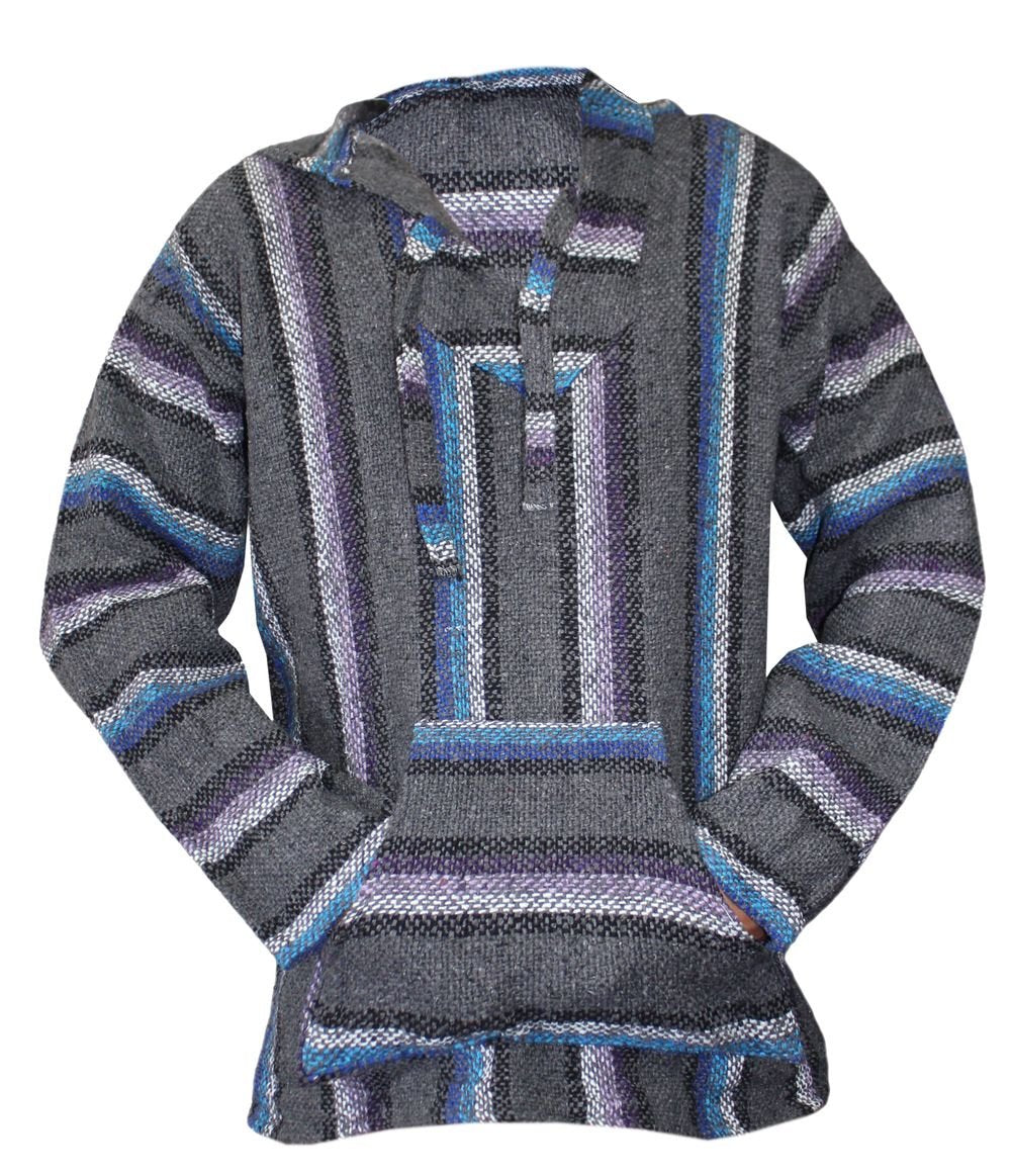 Del Mex Mexican Baja Hoodie Hippie Surf Poncho Sweater Sweatshirt Pullover Jerga