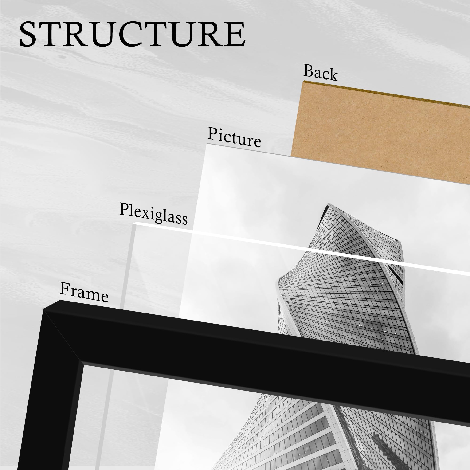 16x24 Black Frame 2 Pack, Engineered Wood for 24 x 16 in Poster | Horizontal or Vertical Wall Mounting, 24x16 Poster Frames for Gallery, Office, and Home Decor