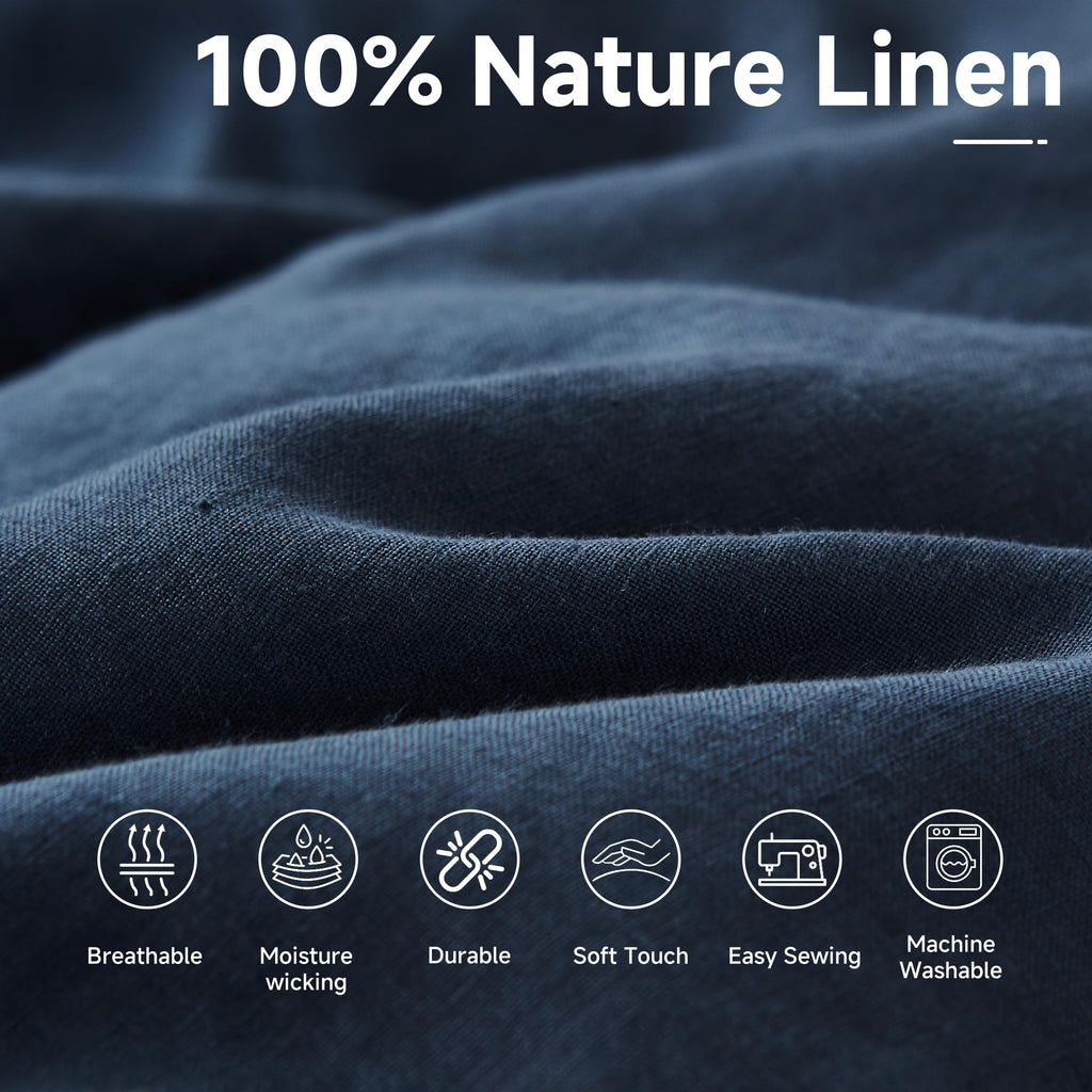 Simple&Opulence 100% Nature Pure Linen Fabric 78 Inch by The Yard, Plain Solid Color Linen Fabric for Sewing, Embroidery, Clothing, Needlework, Bag, Tablecloths, Garments Craft Accessories(Dusty Blue)
