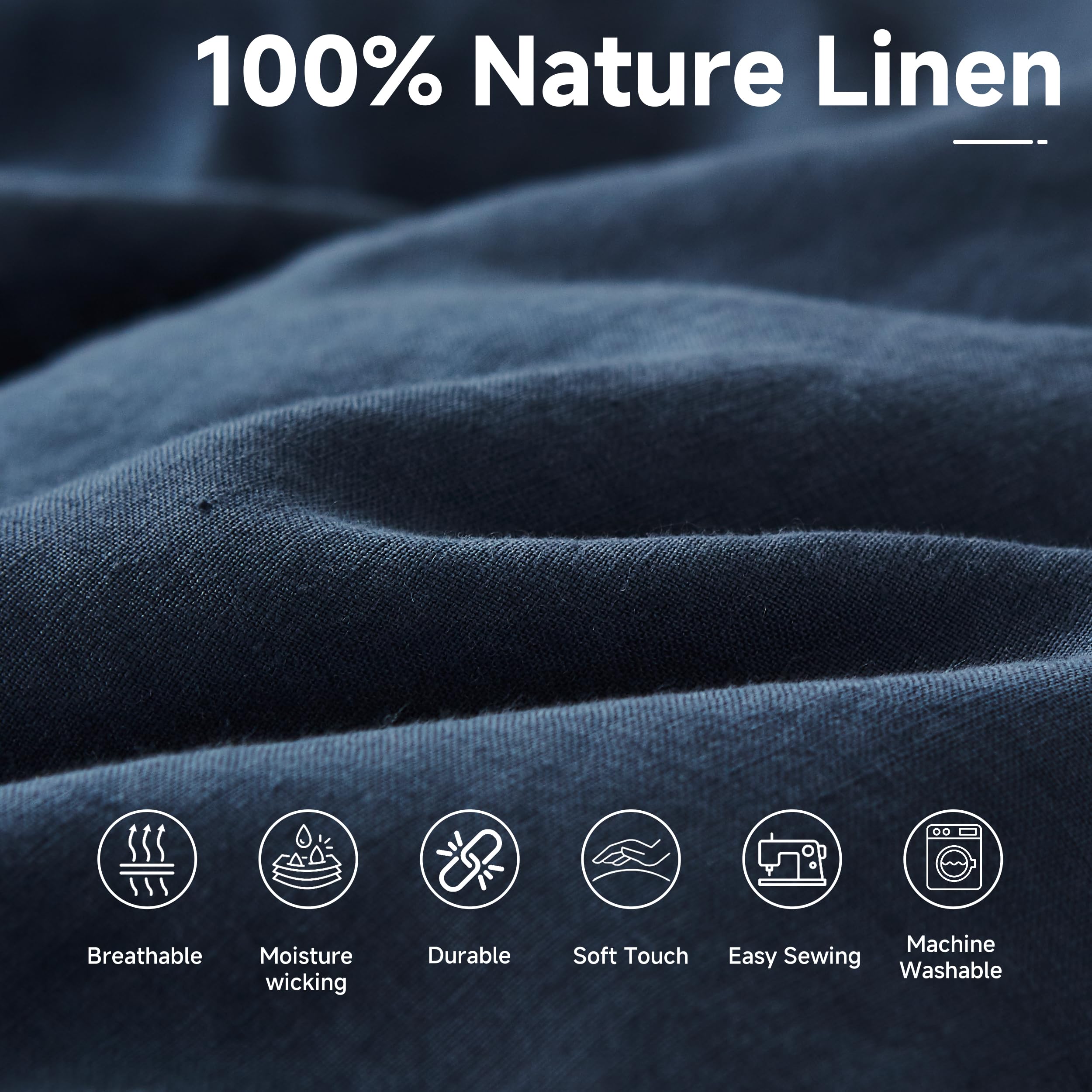 Simple&Opulence 100% Nature Pure Linen Fabric 78 Inch by The Yard, Plain Solid Color Linen Fabric for Sewing, Embroidery, Clothing, Needlework, Bag, Tablecloths, Garments Craft Accessories(Dusty Blue)