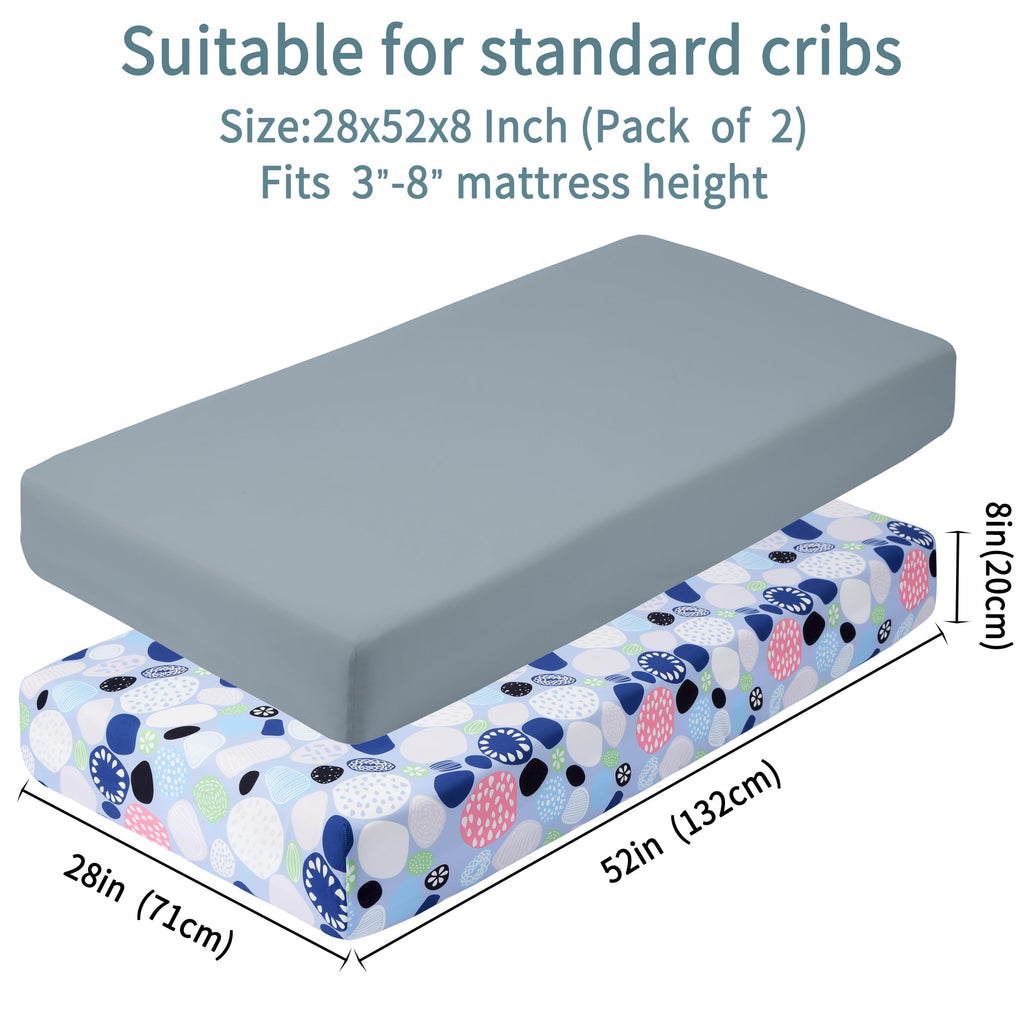 GUNTAIL Baby Crib Sheets for Boys Girls, 2 Pack Fitted Crib Sheet for Standard Crib and Toddler Mattress, Soft Microfiber Baby Sheet 52x28x8in (Brown & Green)