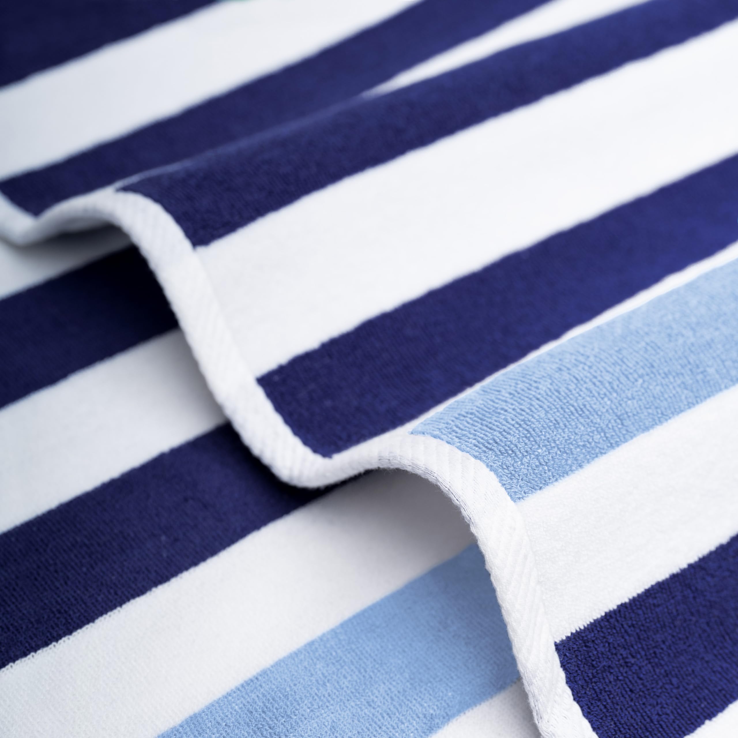 American Soft Linen Cabana Striped Beach Towels, 30x60 inch 4 Piece Oversize Pool Towels, Quick Drying Sand Free Swim Towels, Beige
