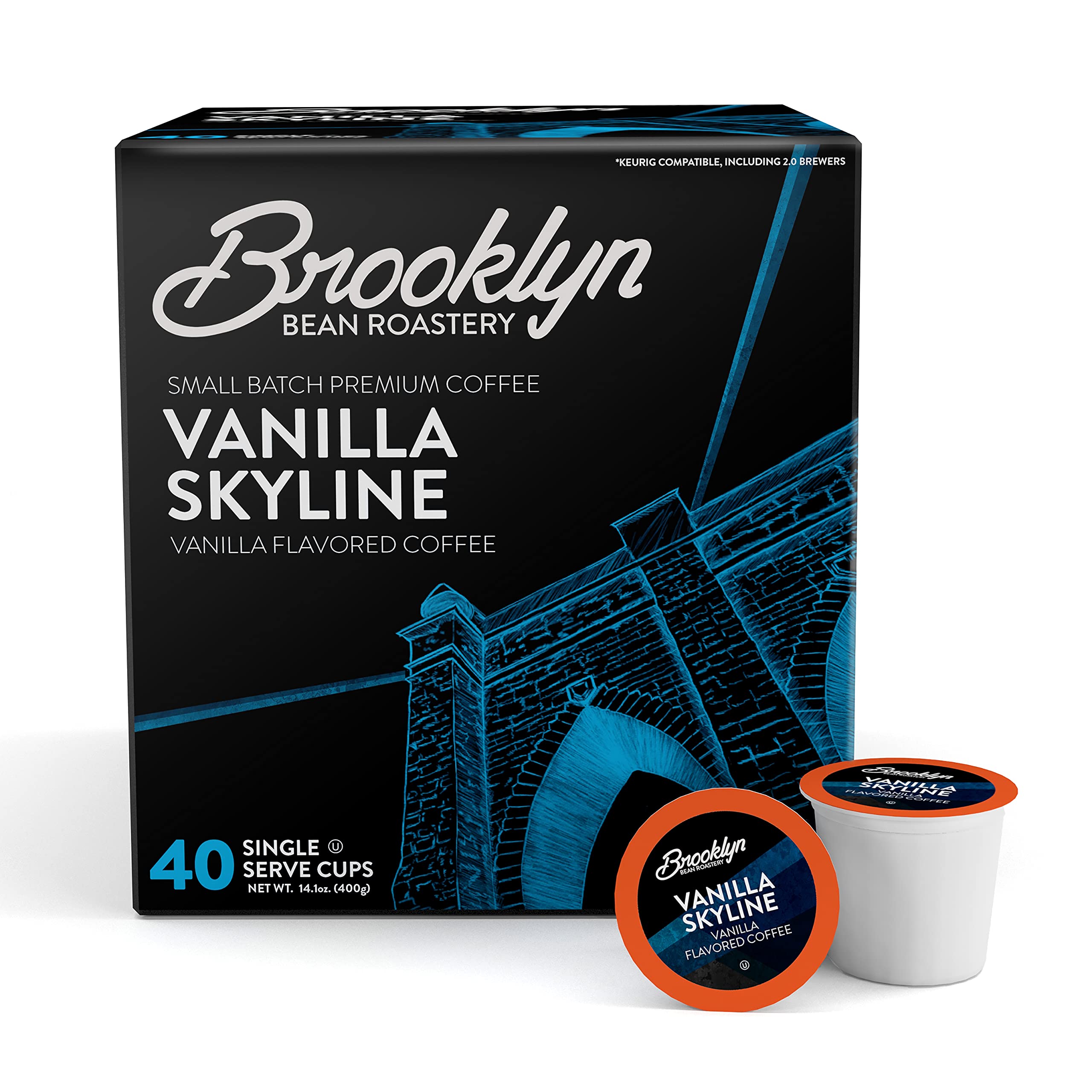 Brooklyn Beans Coffee Pods, Medium Roast Gourmet Variety Pack - Compatible with Keurig K Cup Brewers Including 2.0 Machines, 40 Count