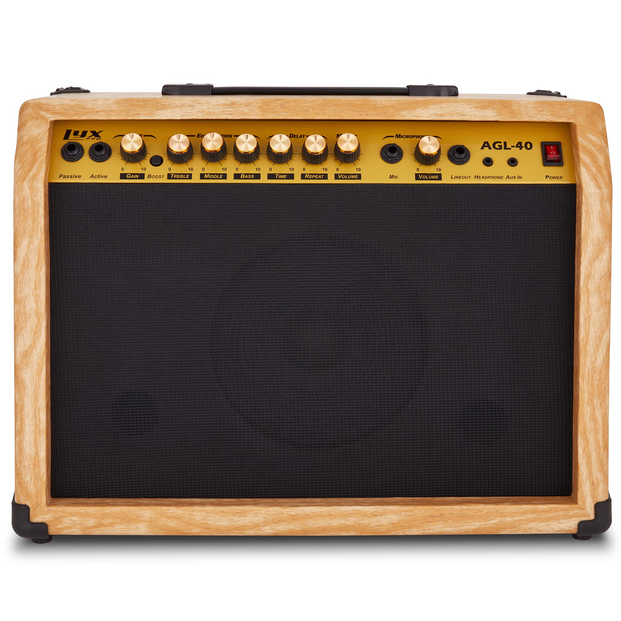 LyxPro Electric Guitar Amp 20 Watt Amplifier Built in Speaker Headphone Jack and Aux Input Includes Gain Bass Treble Volume and Grind - Black
