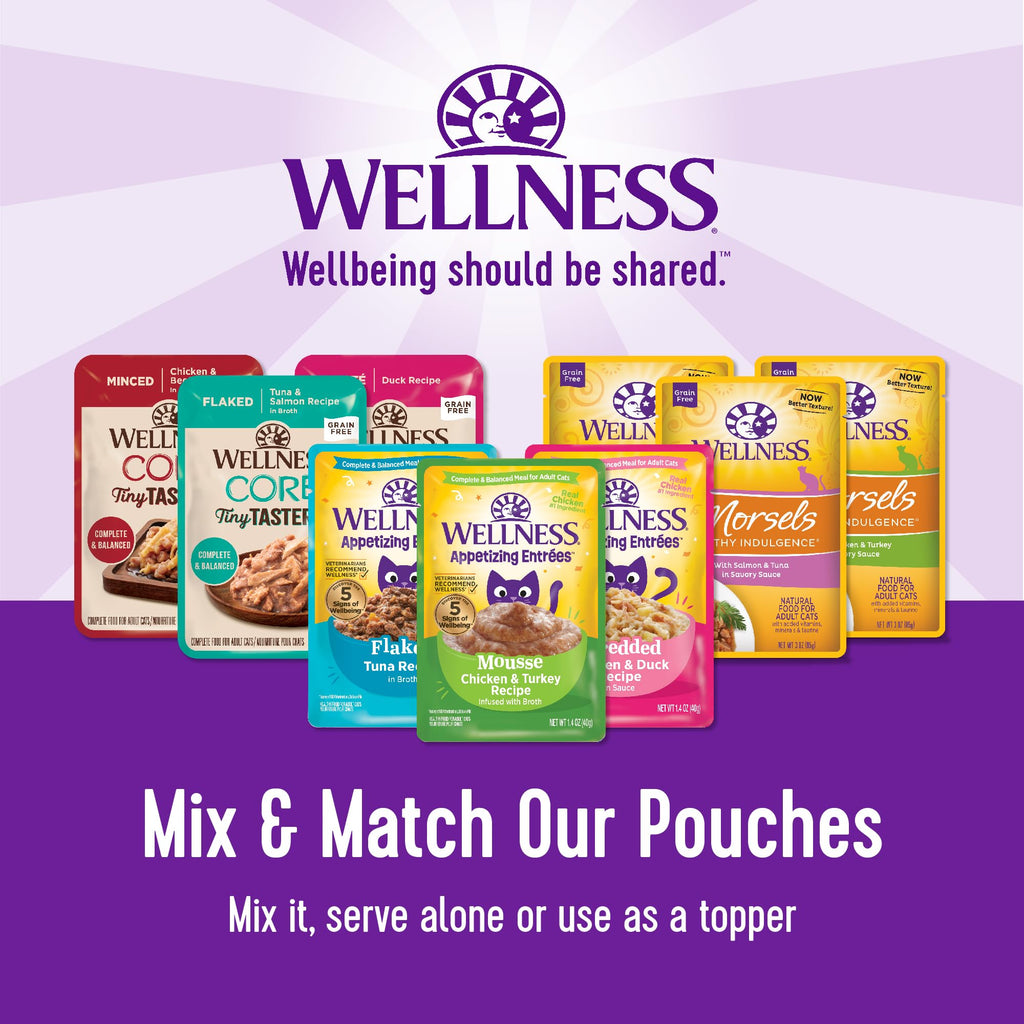 Wellness CORE Tiny Tasters Pate Adult Wet Cat Food, Natural, Protein Rich, Grain Free, Chicken Recipe, 1.75 oz, Pack of 12 Pouches