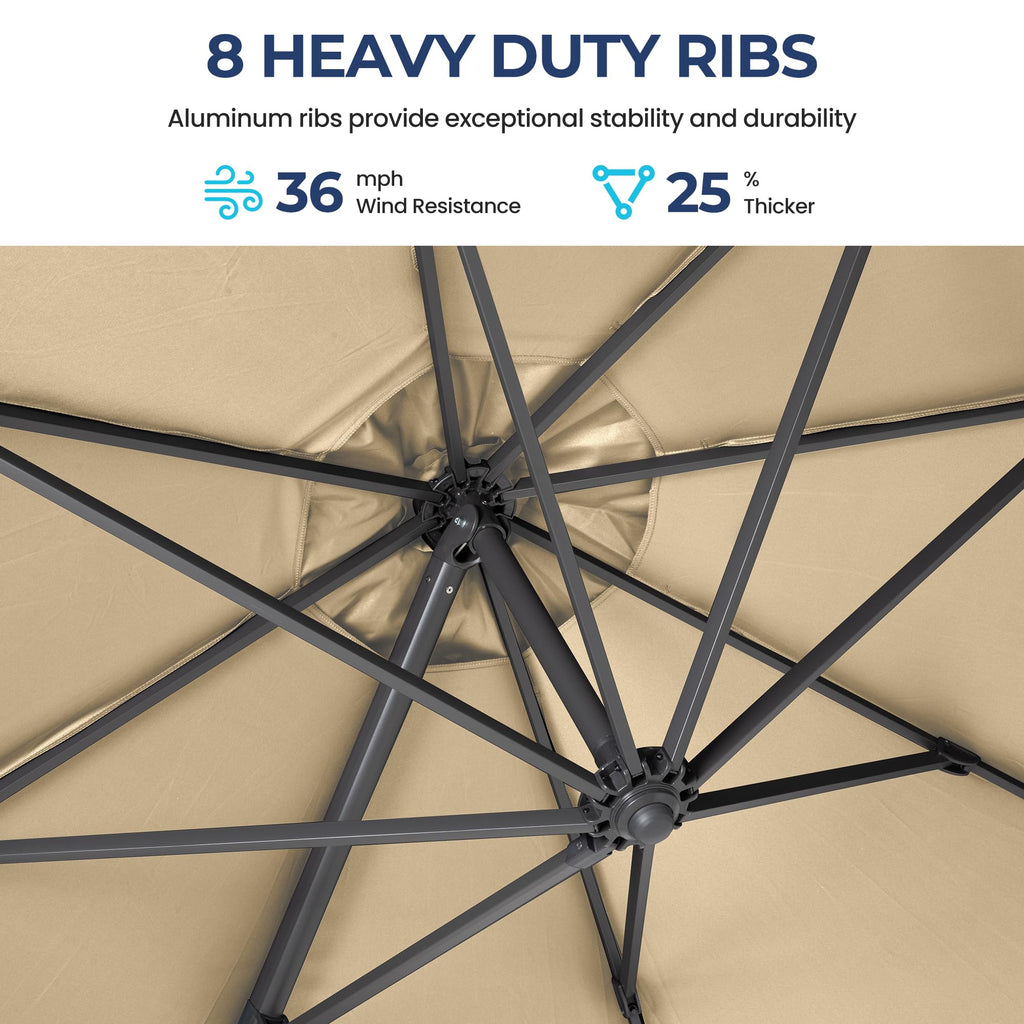SUNVIVI OUTDOOR Outdoor Patio Umbrella, Patio Umbrella, Market Umbrella, Large Outdoor Umbrella, Metal Pole Umbrella with Push Button Tilt and Crank, Polyester Canopy