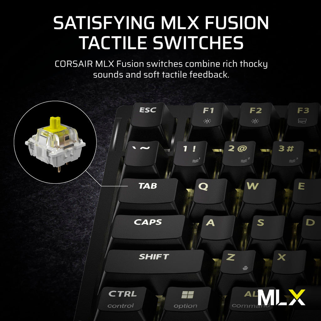Corsair K65 Plus Wireless 75% RGB Mechanical Gaming Keyboard – Pre-Lubricated MLX Red Linear Switches – PBT Dye-Sub Keycaps – PC, Mac, PS5, PS4, Xbox, iPad – QWERTY NA – Black/Gray