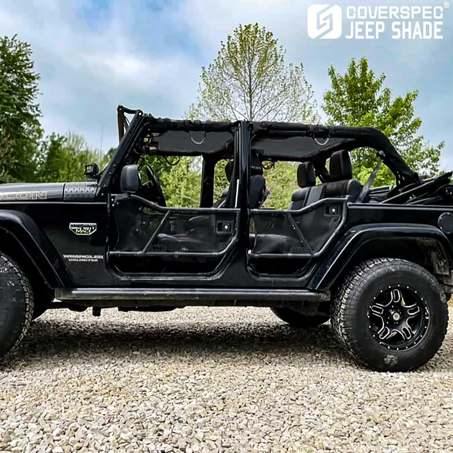 JT Top Sun Shade Roof Compatible with Jeep Gladiator 4 Door 2018 to 2023 Sunshade Sunroof Bikini Cover Blocks UV Wind Noise Black Mesh for Front and Rear 2 pcs