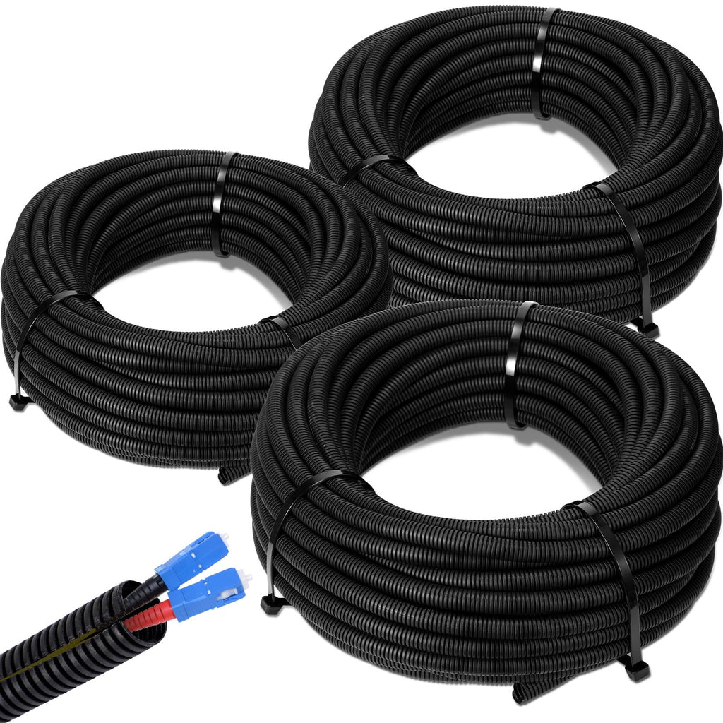Sasylvia 1/2" x 300 ft Split Wire Loom Tubing Automotive Wire Loom Assortment Split Cable Sleeves Bulk Flexible Electrical Conduit Protective Kit