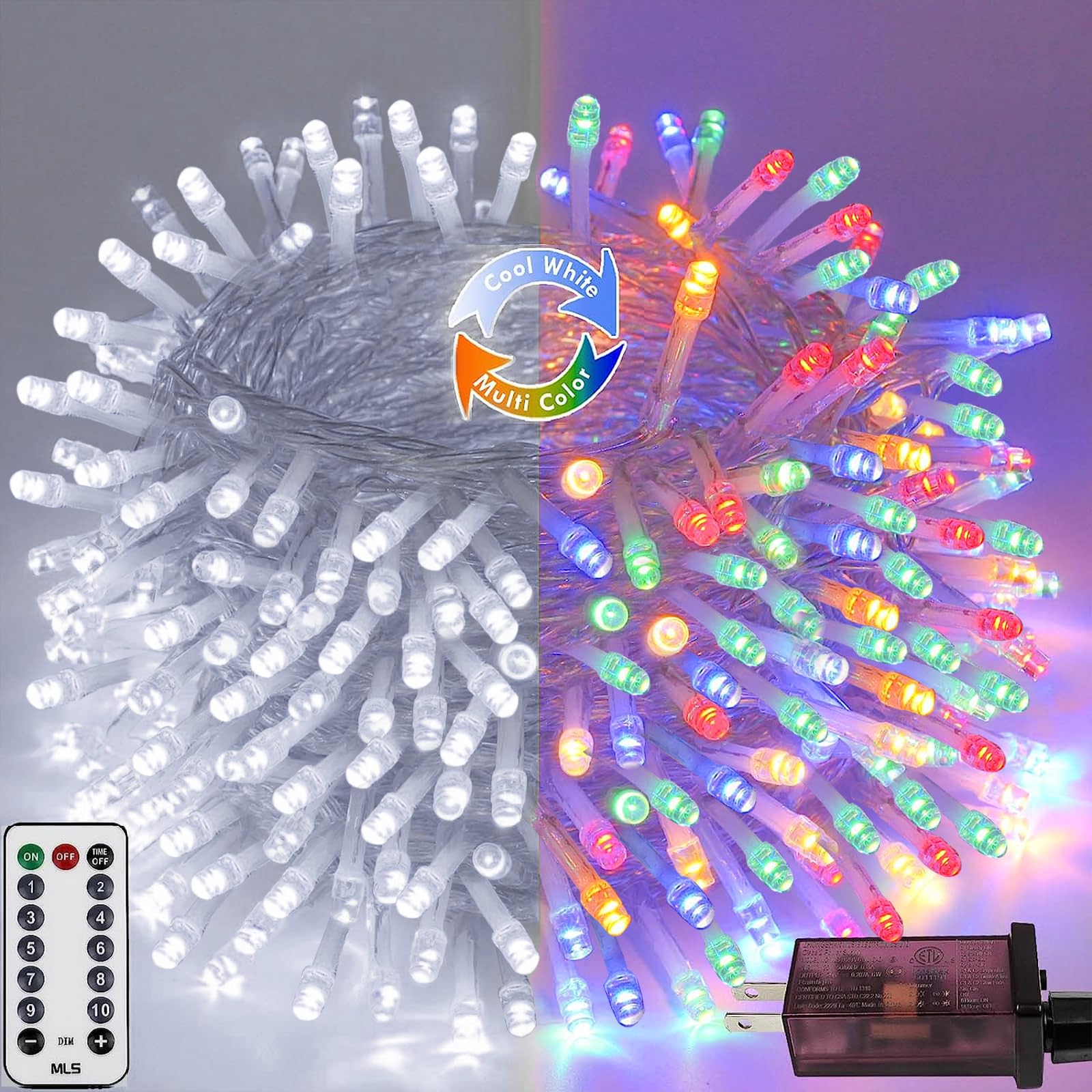 Connectable 100 LED String Lights Indoor Outdoor, 33FT Warm White Christmas Lights Waterproof, 13 Modes with Timer, Twinkle Fairy Lights Plug in Clear Wire for Christmas Tree, Bedroom, Classroom Decor