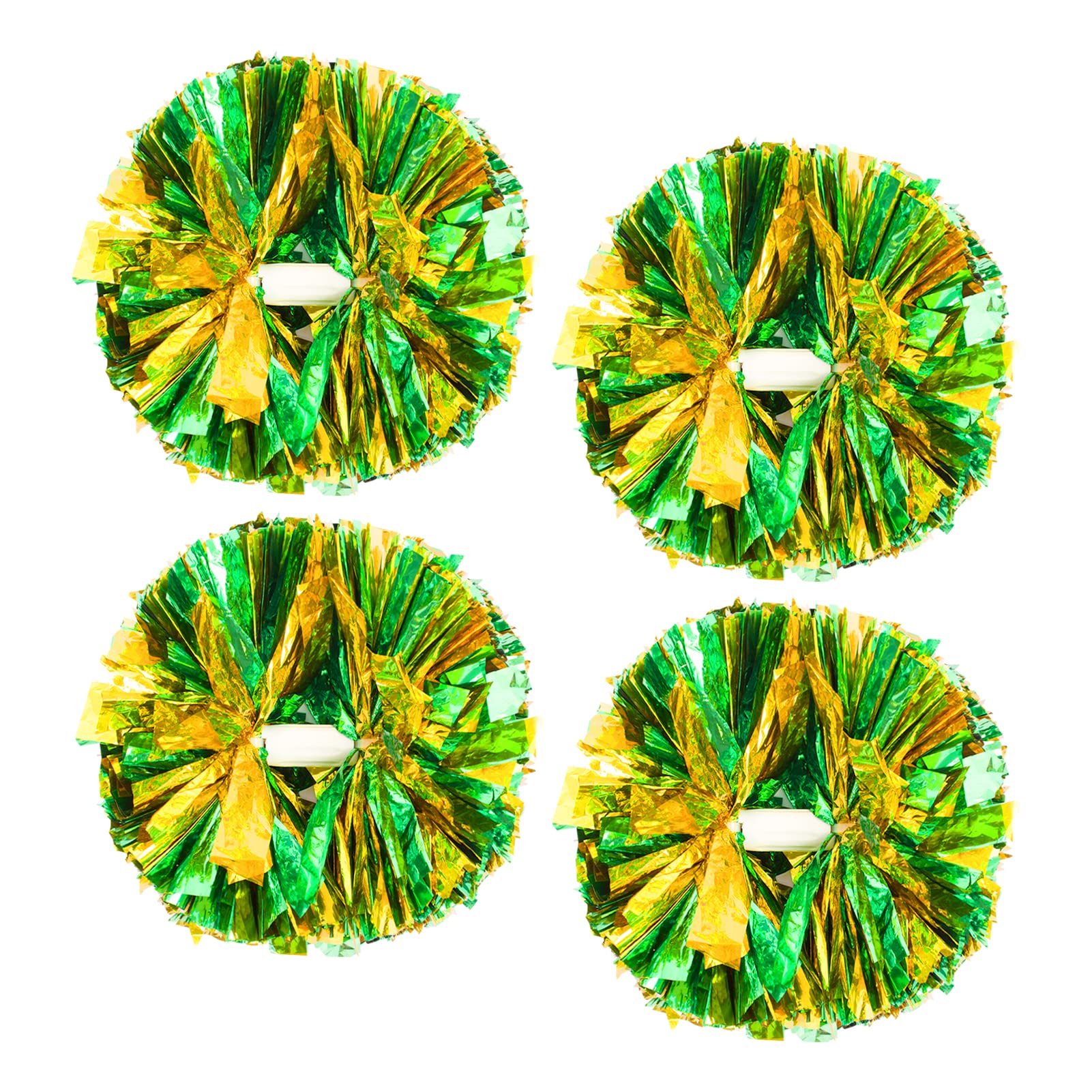 4Pcs Metallic Cheerleading Pom Poms, Creatiee 2 Pair Cheerleader Cheering Squad Pompoms for School Sports Dance Games Team Spirit Cheer