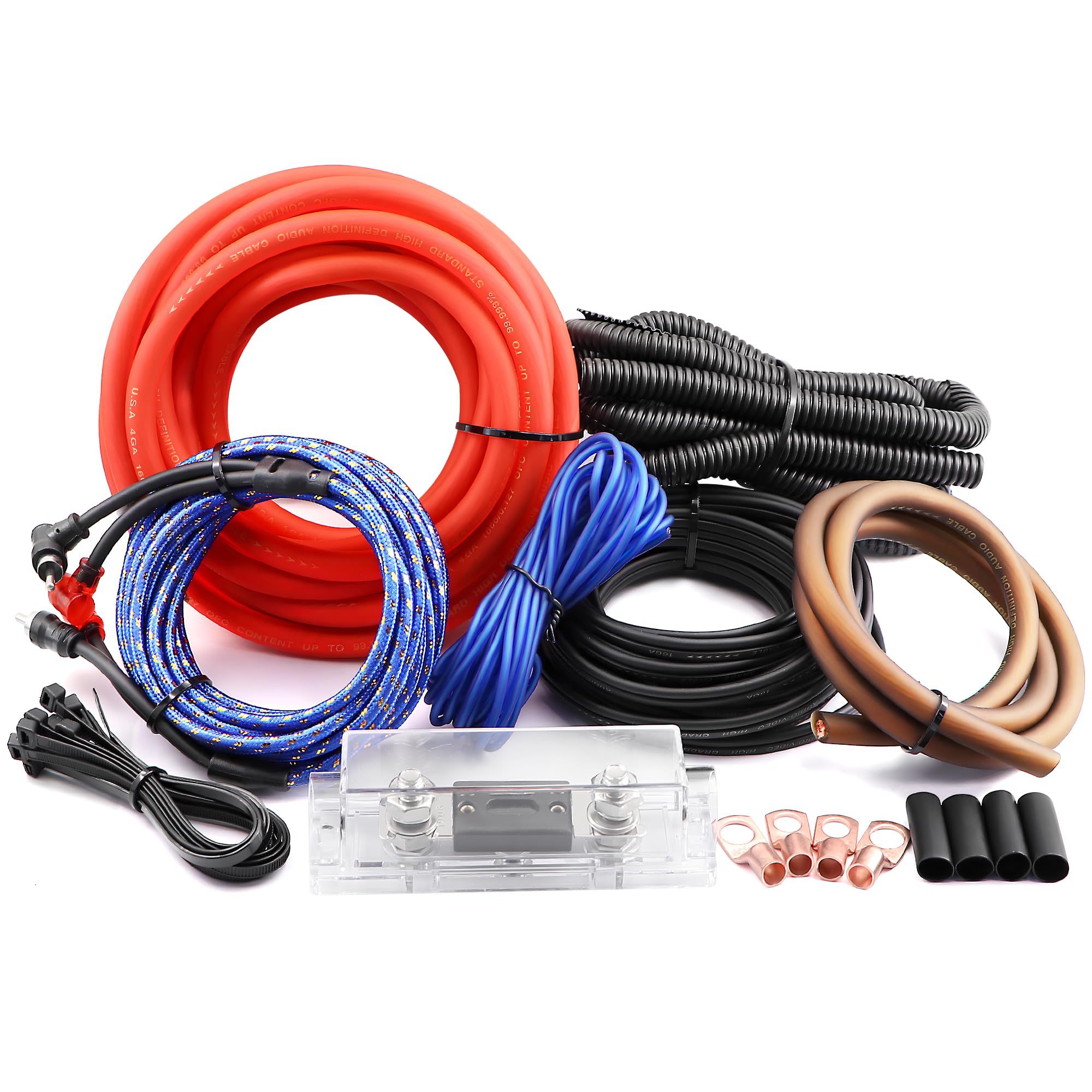 0 Gauge Amp Wiring Kit,3000 Watt Amplifier Sub Installation Kit Make Connections and Brings Power to Your Radio,Subwoofers and Speakers