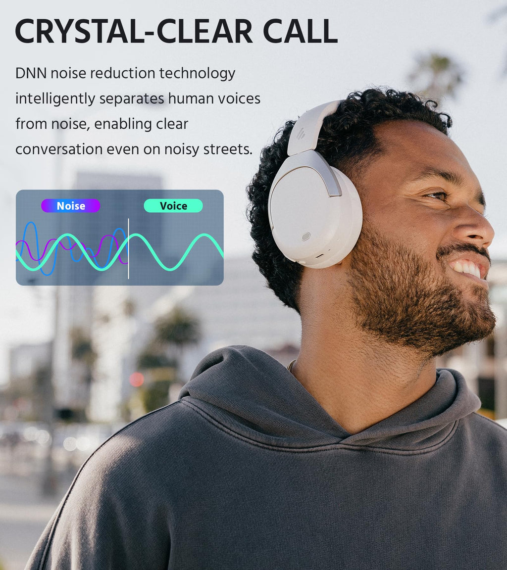 Edifier W830NB Wireless Over Ear Headphones with -45dB Active Noise Cancelling, 94H Playtime, LDAC Hi-Res Sound, Spatial Audio, Fast Charging, Multipoint Connection, Bluetooth V5.4 - Black