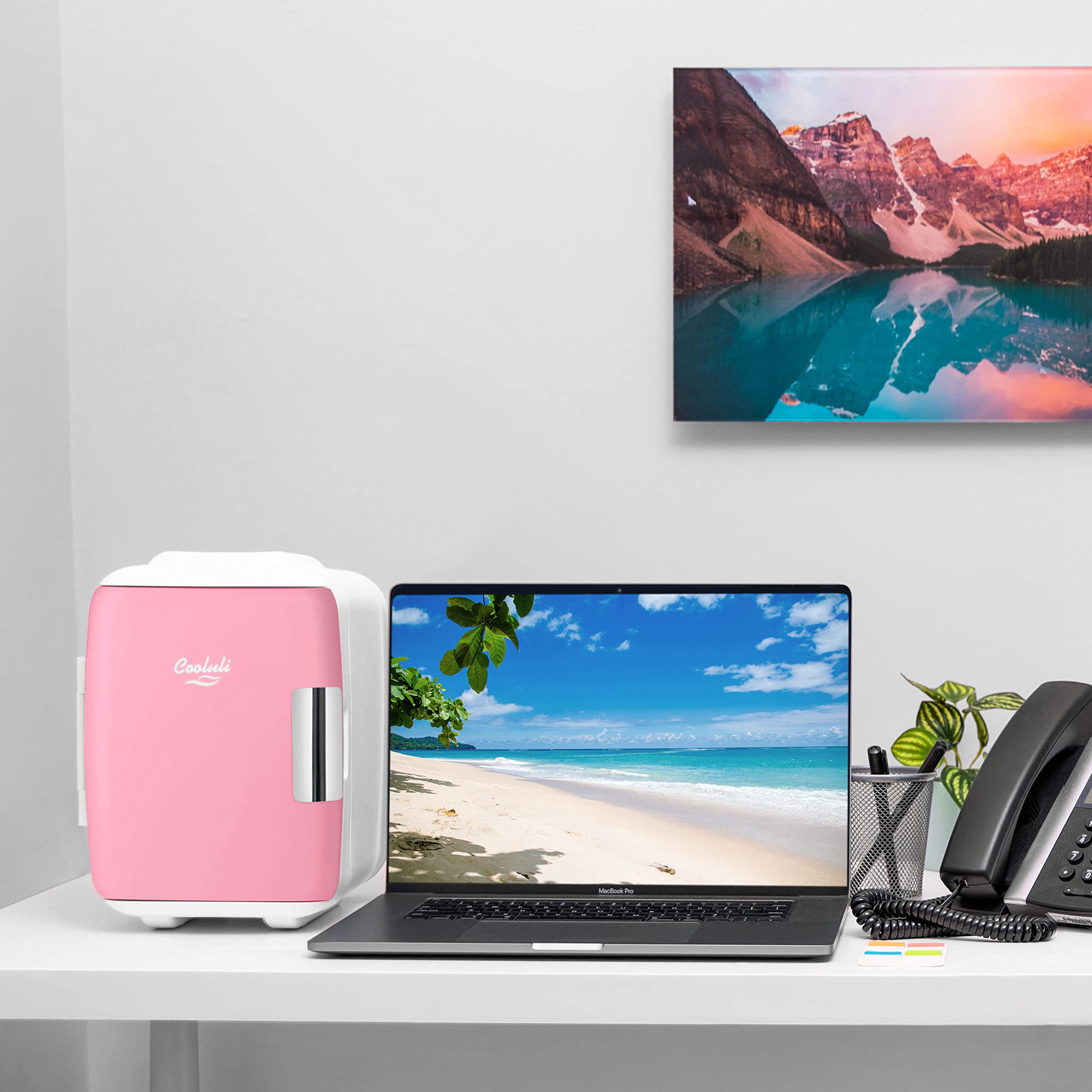 Cooluli Mini Fridge for Bedroom - Car, Office Desk & Dorm Room - Portable 4L/6 Can Electric Plug In Cooler & Warmer for Food, Drinks, Skincare Beauty & Makeup - 12v AC/DC & Exclusive USB Option, Black