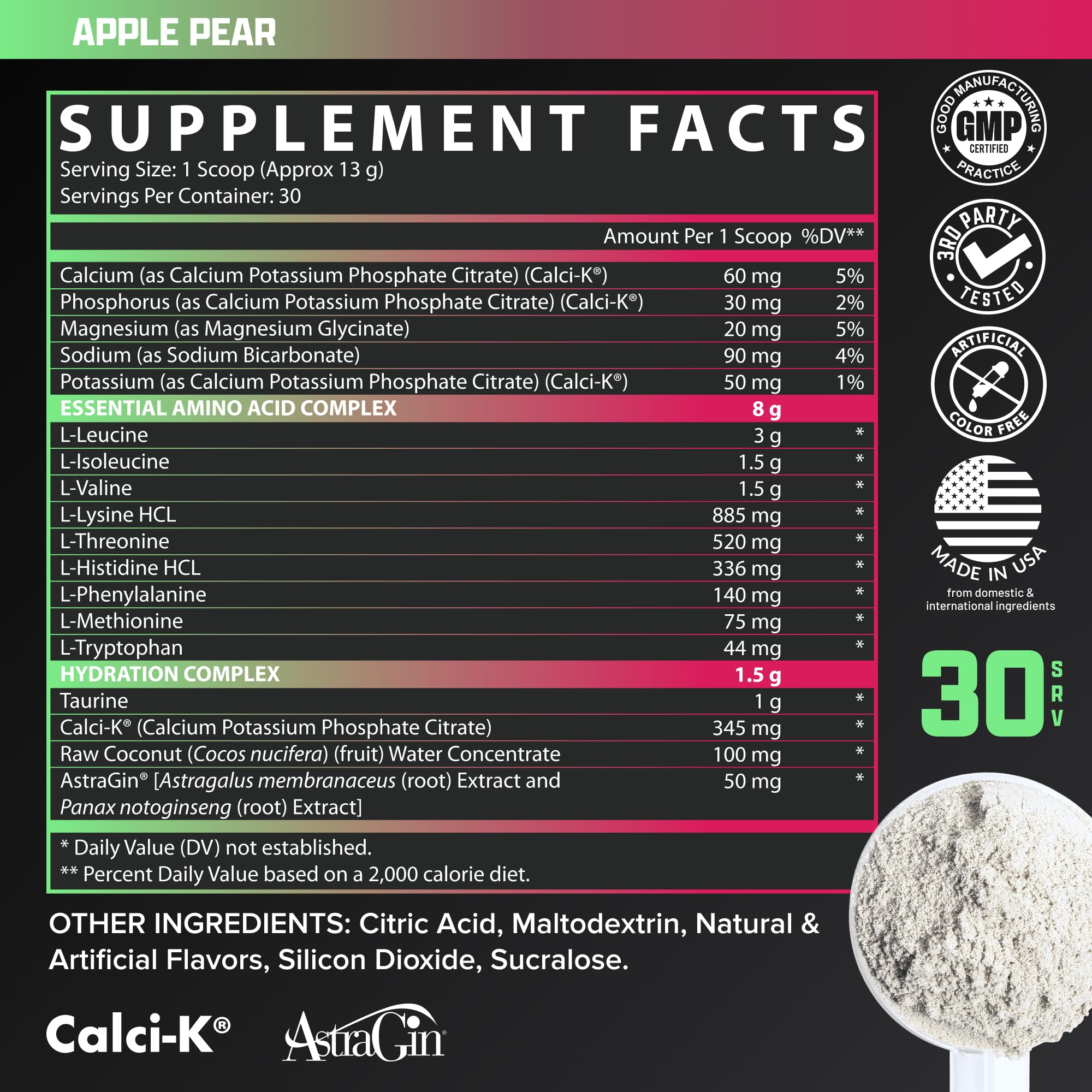 Nutrex Research EAA Hydration | EAAs + BCAAs Powder | Muscle Recovery, Strength, Muscle Building, Endurance | 8G Essential Amino Acids + Electrolytes | Apple Pear 30 Servings