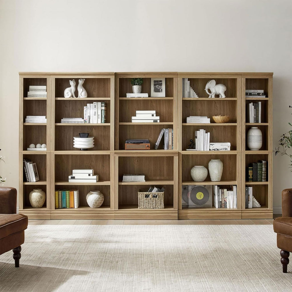 JAHRSTIM Halston Bookshelf, 5-Tier Tall Deep Storage Shelf, Adjustable Open Shelving Unit Closet Organizer and Storage for Living Room Home Office Bedroom, Modular Deep Bookcase Bookshelves