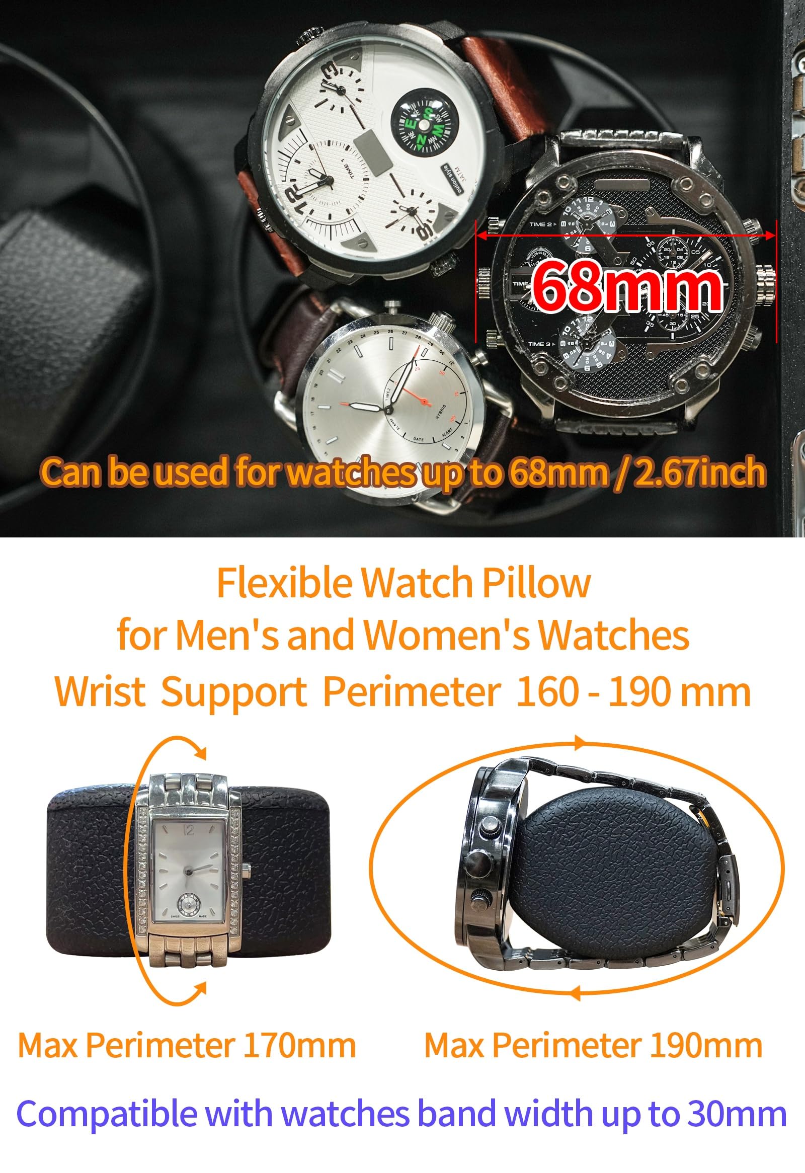 Oryx Watch Winder for 4/6/9 Automatic Watches, Rotating Watch Box 5 Rotation Modes Setting Display Case with Extra Watch Storages and LED Light, Lockable Winders USB Powered Super Quiet Mabuchi Motor