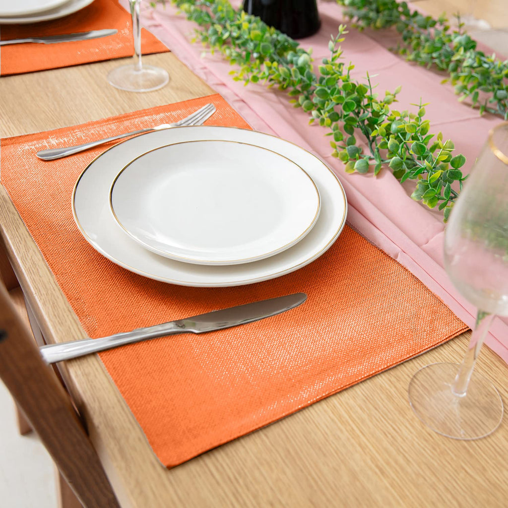Cloth Placemats Set of 8, Linen Type Fabric Placemats Machine Washable Heat Resistant Placemats Wrinkle Free Thick Polyester Kitchen Place Mats for Dining Table (Beige)