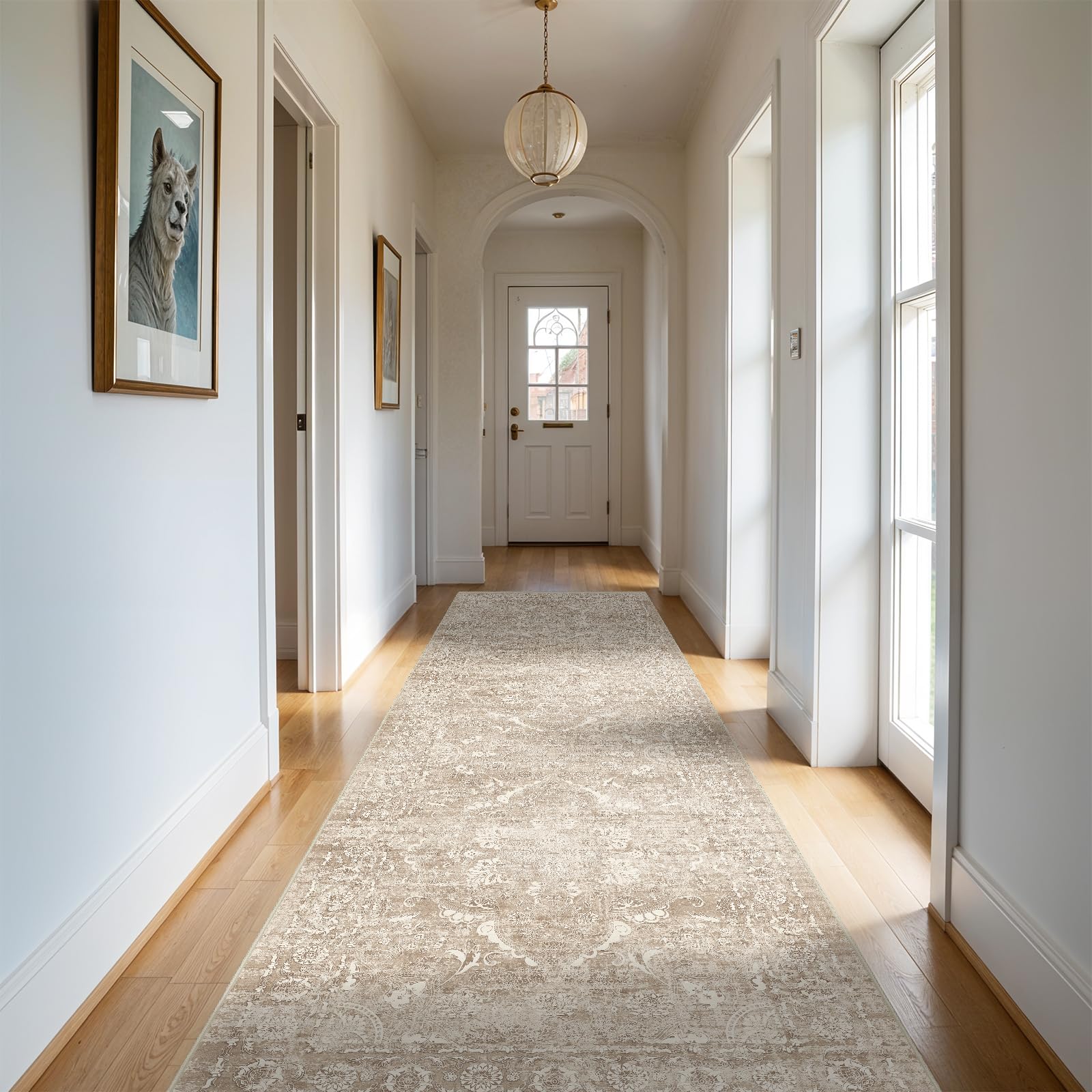 2x5 Washable Kitchen Runner Rug - Soft Low Pile Floral Animal Cat Print Rugs with Non-Slip Backing Waterproof Stain-Resistant Indoor Carpet for Hallway Entryway Bathroom Bedroom (Black)