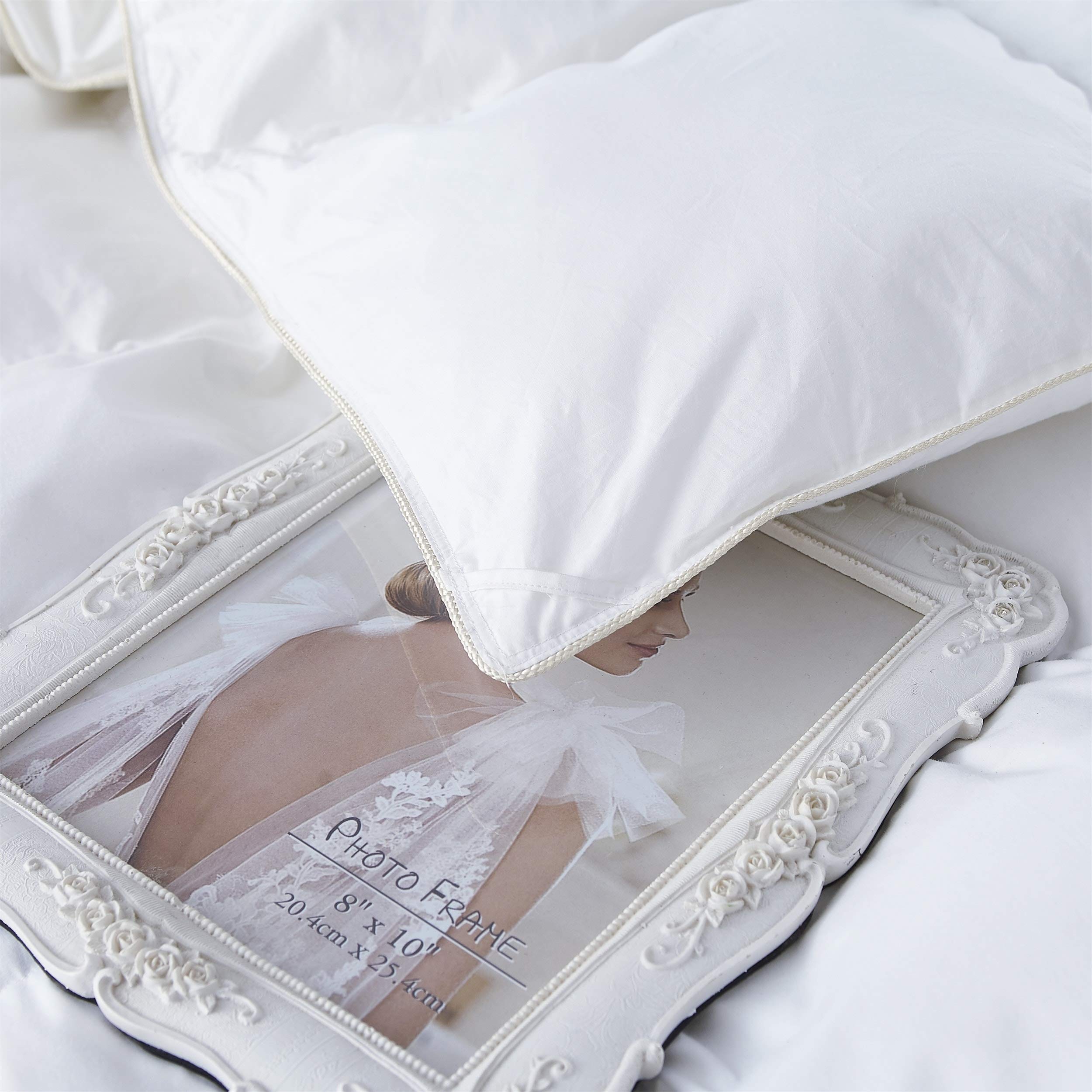 Luxurious All-Season Luxury Siberian Goose Down Pinch Pleated Comforter Duvet Insert 1200 Thread Count 120 X 98 inches, 100% Egyptian Cotton Down Feather Comforter (Palatial King, White)