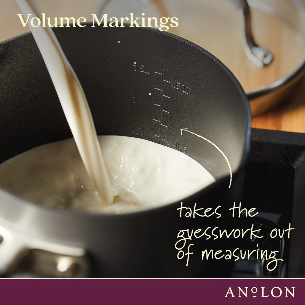 Anolon Advanced Home Hard Anodized Nonstick Sauce Pan/Saucepan with Straining and Lid, 2 Quart (2 Qt Straining Saucepan, Indigo)