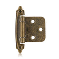 4 Pack (2 Pairs) Antique Brass Self Closing Cabinet Hinges for Kitchen Cabinet Door, 1/2" Overlay (Variable) Semi Concealed Kitchen Cabinet Hinges