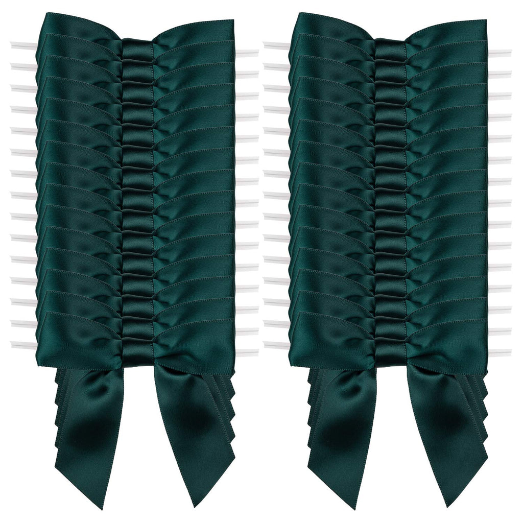7Rainbows 50pcs Boutique 1.5" Black Satin Ribbon Mini Bows for Craft Sewing Scrapbooking Wedding and Gift Wrapping