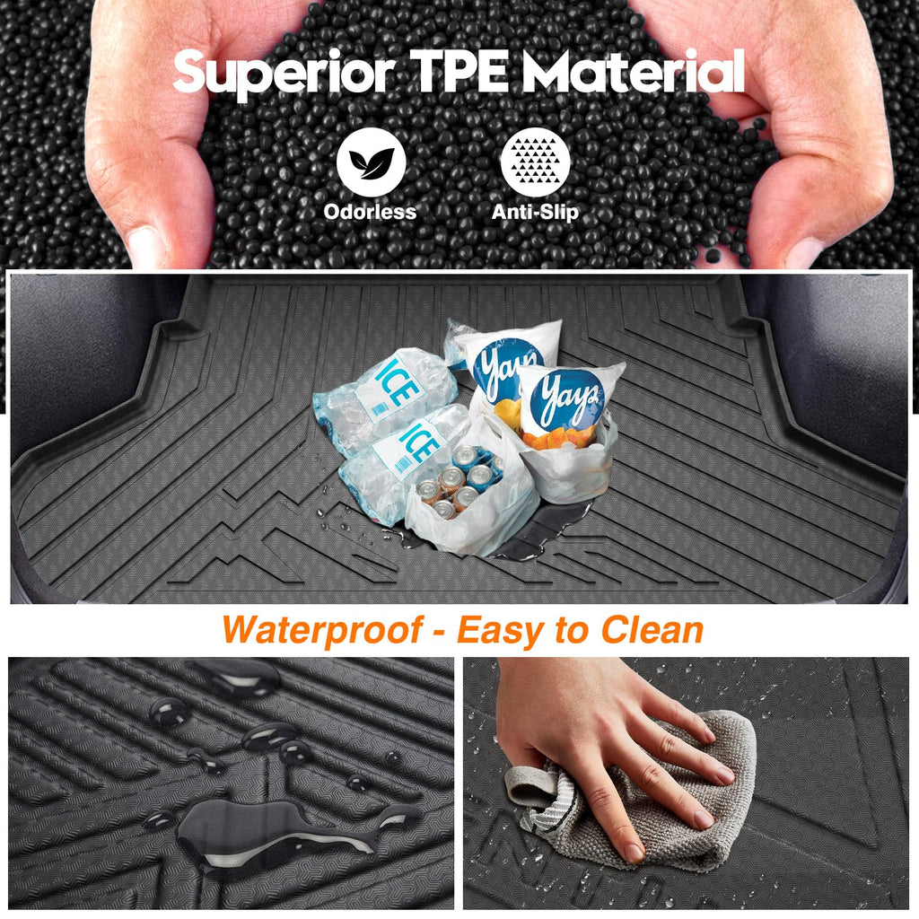 KUST Floor Mats & Trunk Cargo Mat for Toyota RAV4 2019-2025, All Weather Rear Trunk Cargo Liner for RAV4 Accessories TPE Rubber Raised Edge 4PCS