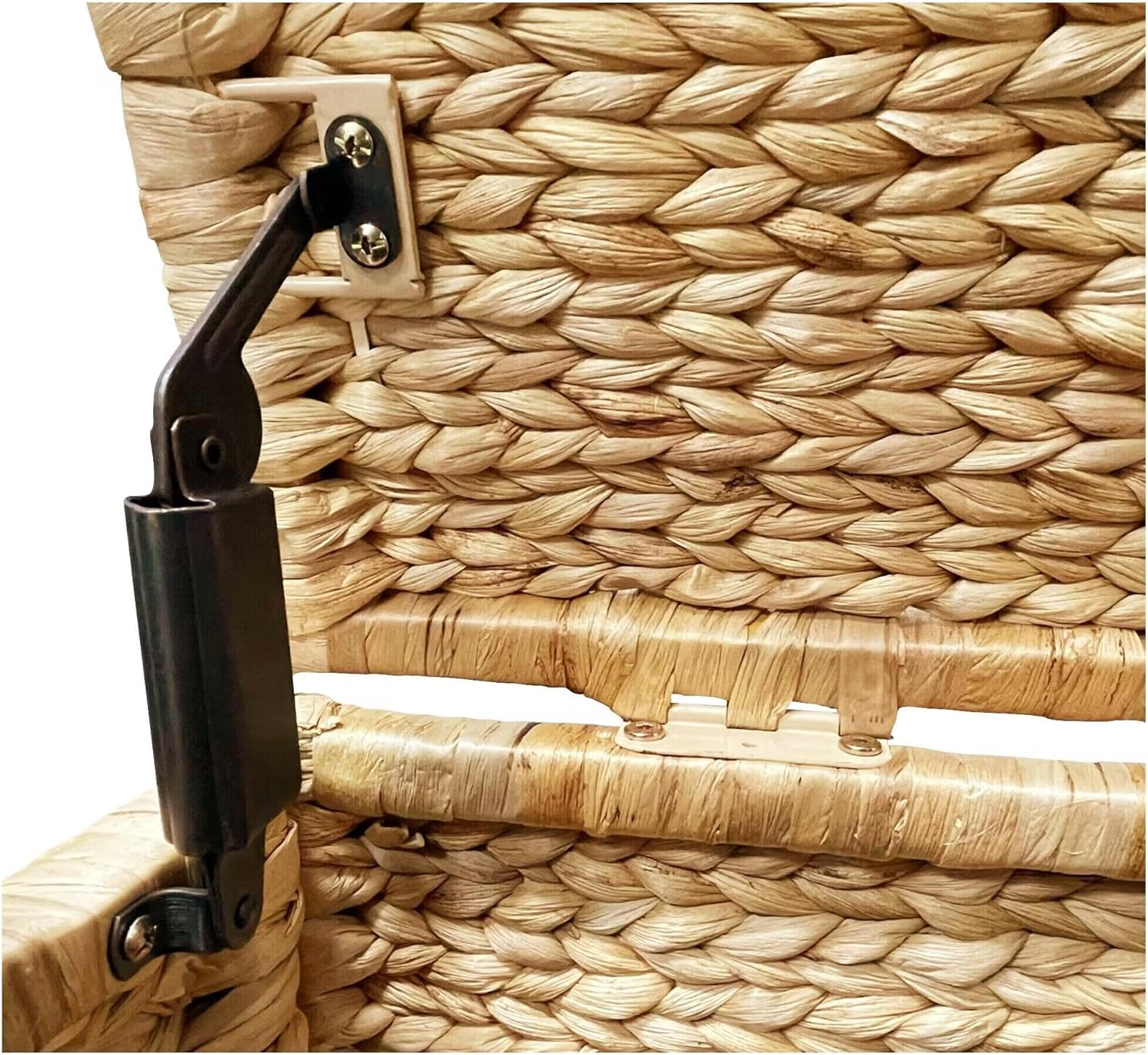 eHemco Heavy-duty Water Hyacinth Wicker Storage Trunk with Metal Frame, 30 by 17.5 by 17.5 Inches, Brown Wash