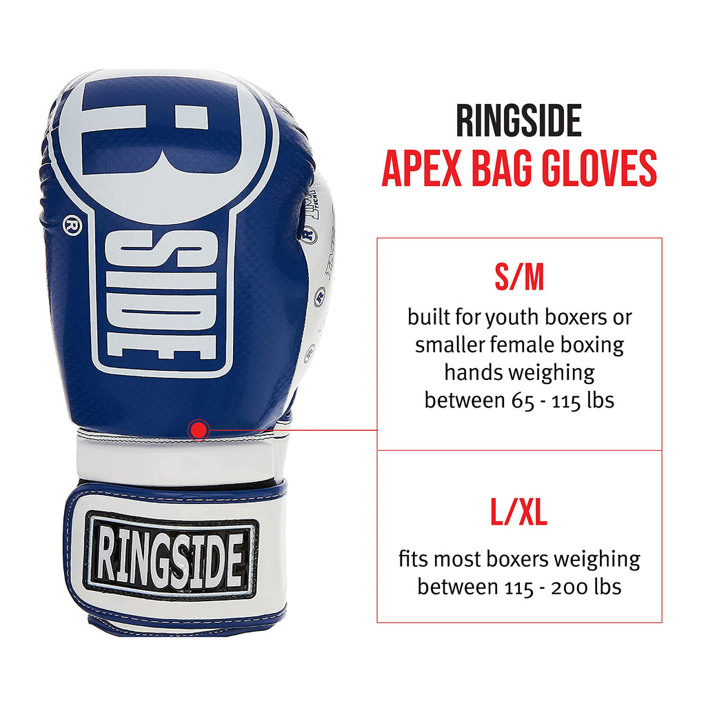 Ringside Apex Bag Gloves, IMF-Tech Boxing Gloves with Secure Wrist Support, Synthetic Boxing Gloves for Men and Women