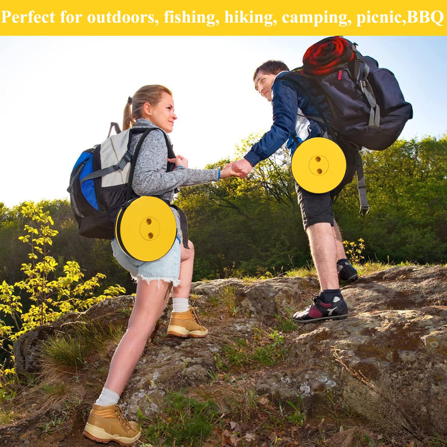 Fishboy Upgraded Collapsible Stool, 400lbs Max Weight, Lightweight But Sturdy, Portable Retractable Folding Telescoping Foldable Camping Stool for Adults Outdoor Fishing Hiking BBQ