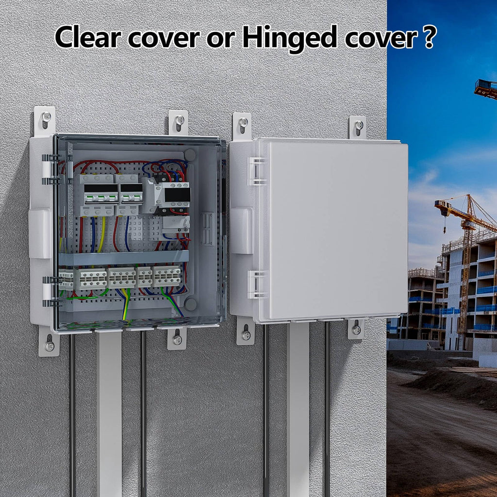 ABS Electrical Junction Box, Ventilated Design, Cable Grommets, IP65 Waterproof Enclosure, Indoor/Outdoor Use with Mounting Panel. (Clear Cover, 8.7"x6.7"x4.3")