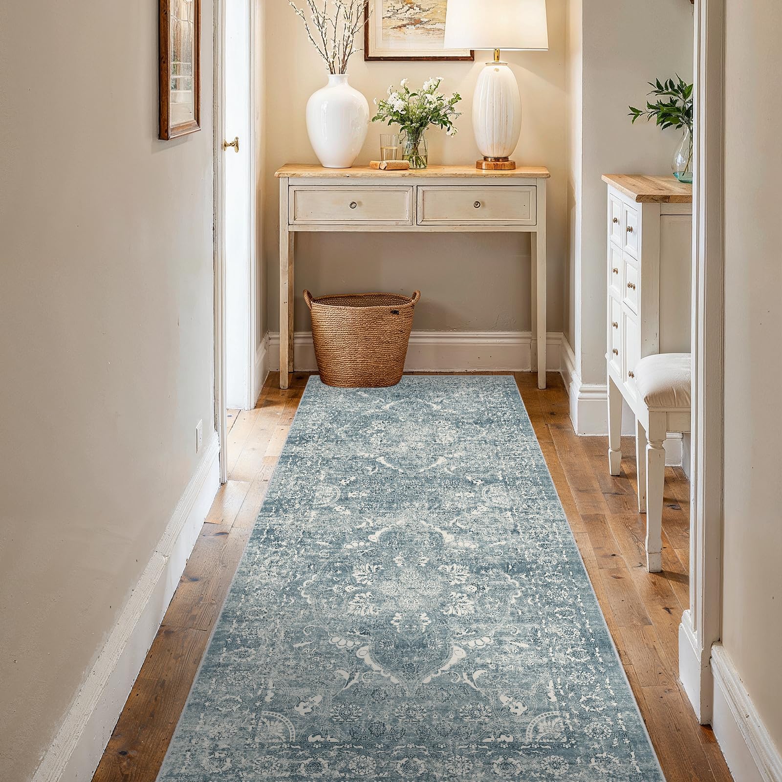 2x5 Washable Kitchen Runner Rug - Soft Low Pile Floral Animal Cat Print Rugs with Non-Slip Backing Waterproof Stain-Resistant Indoor Carpet for Hallway Entryway Bathroom Bedroom (Black)