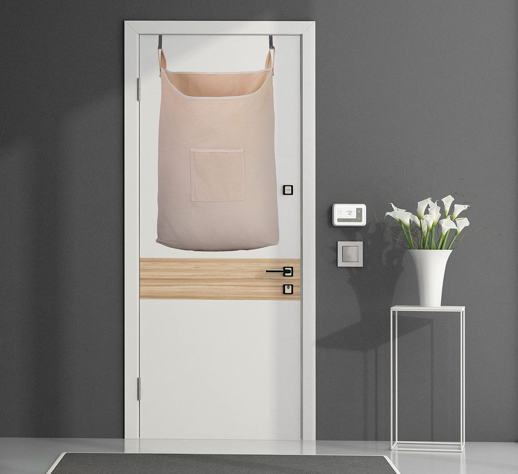 Laundry Collector, Laundry Hamper, Door Hanging Laundry bag with hooks (Army green, 65Liters)