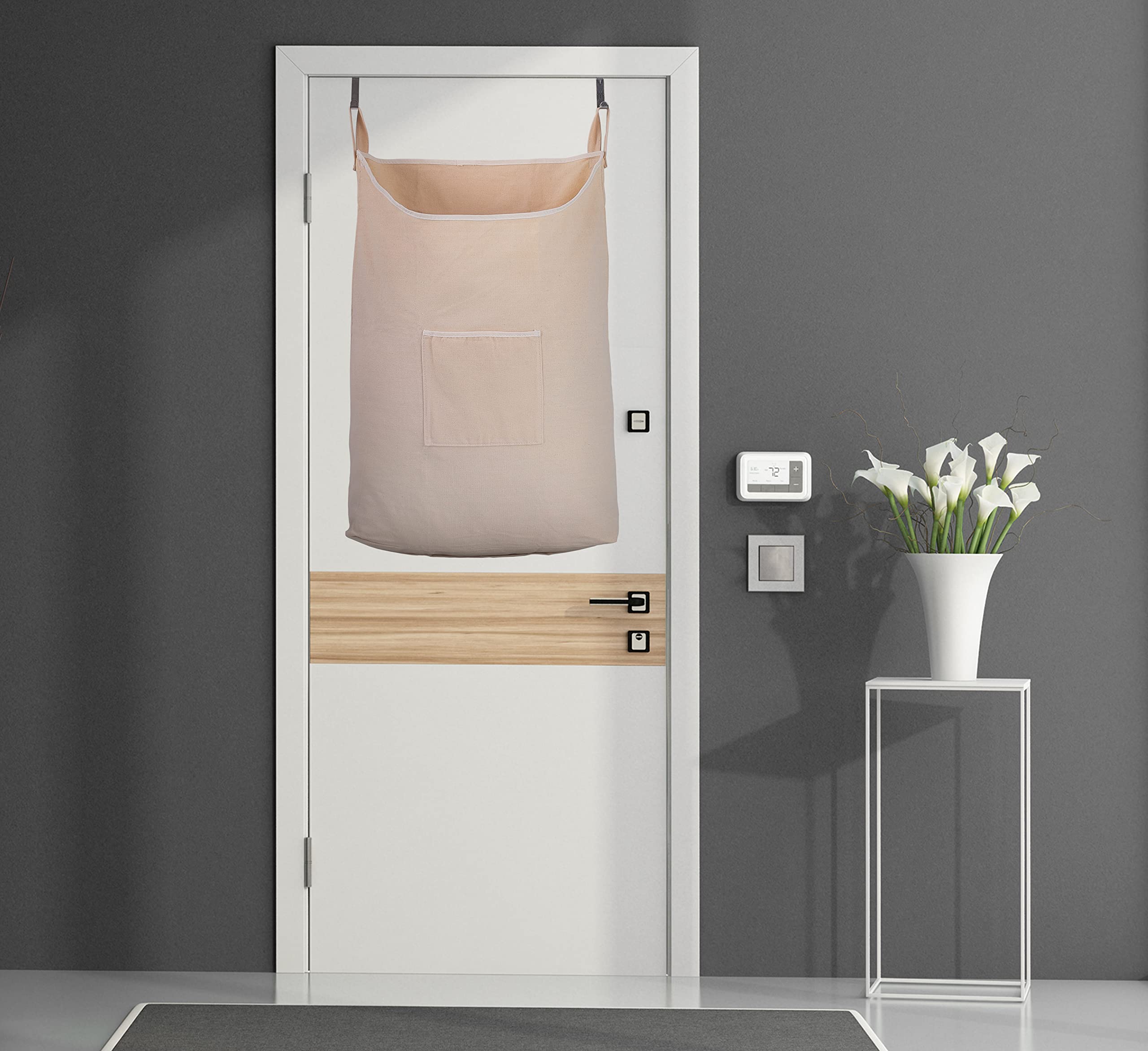 Laundry Collector, Laundry Hamper, Door Hanging Laundry bag with hooks (Army green, 65Liters)
