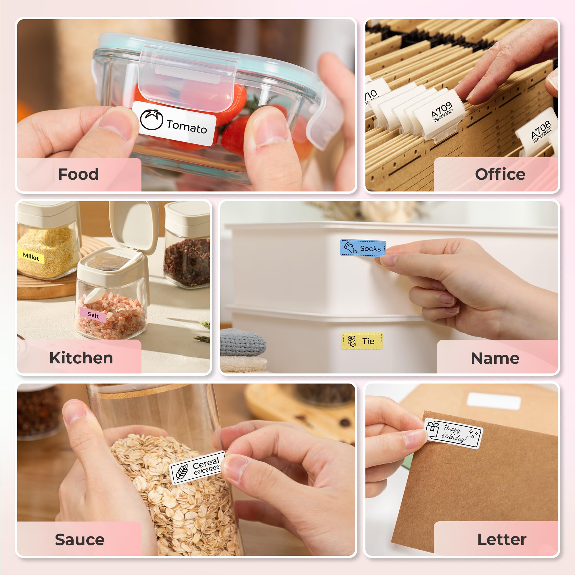 Nelko Label Maker Machine with Tape, P21 Bluetooth Label Printer, Wireless Mini Label Makers with Multiple Templates for School Office Home, White