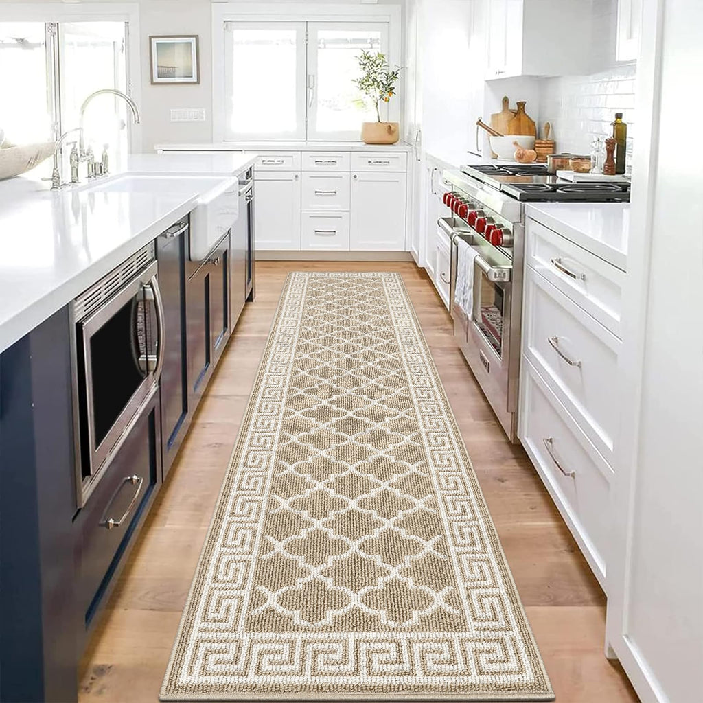 Pauwer Door Mat Indoor Entrance 20"x60" Absorbent Dirt Trapper Welcome Mats for Front Door Washable Entryway Rugs Ultra Thin Doormat Non Slip Runner Rugs for Hallway Kitchen Laundry Room, Beige