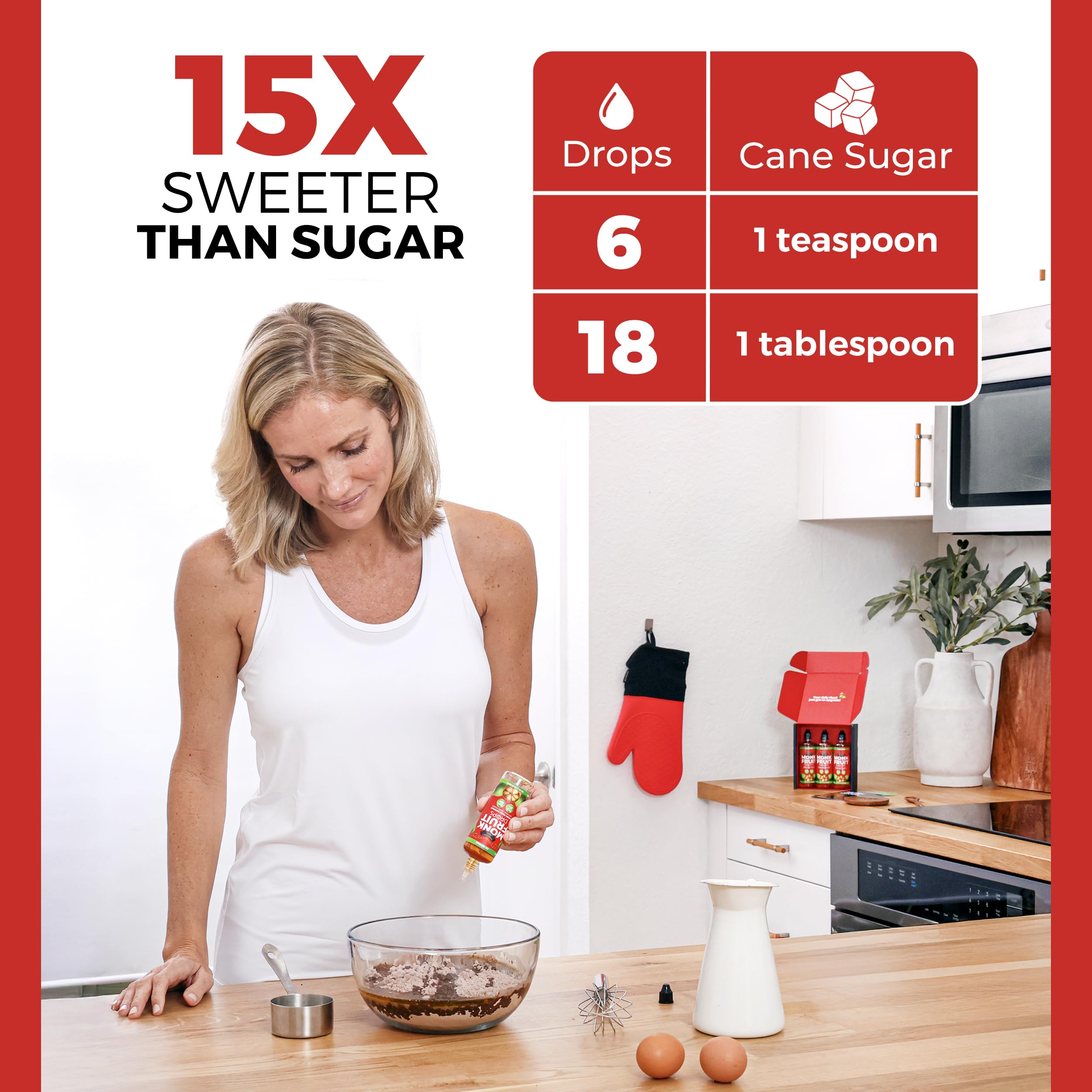 Monk Fruit Extract (6 Drops = 1 Tsp of Sugar) Zero Calories, Non-GMO, No Fillers - Liquid Monk Fruit Sweetener No Erythritol by Transparency Foods NEW FORMULA (1.7oz, 167 servings)
