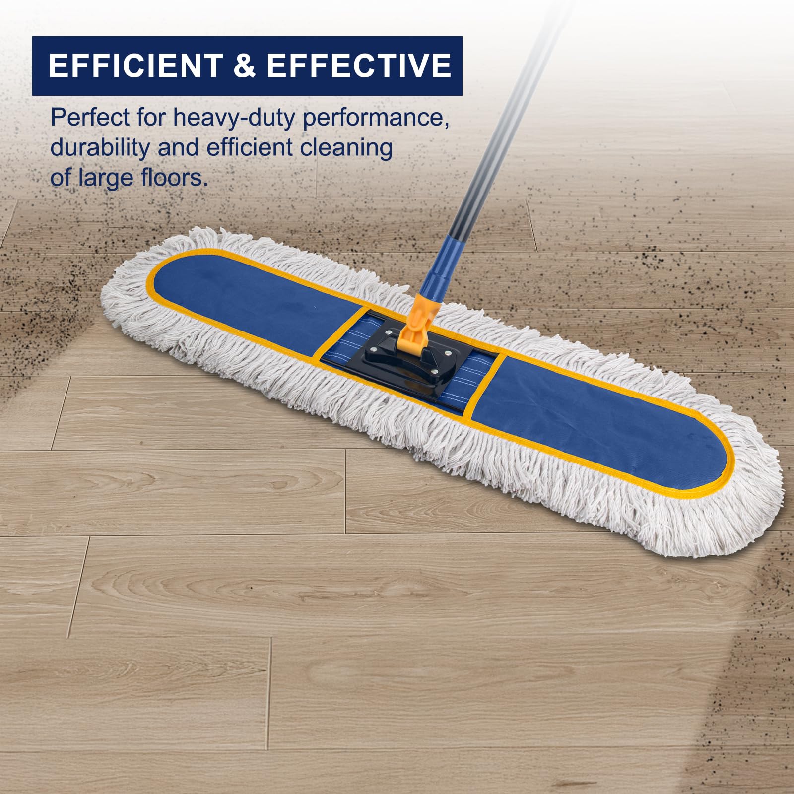 KeFanta 36" Commercial Dust Mops for Floor Cleaning,Industrial Dry Mop with Heavy Duty Long Handle,Large Cotton Reusable Mop Head,for Hardwood,Tile,Concrete,Laminate,Garage Floors(Blue)