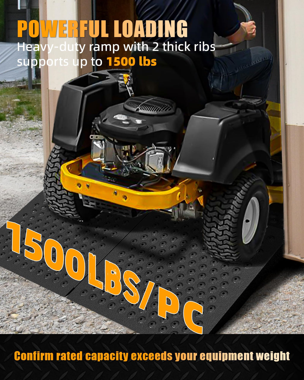 VNN 29" x 24" Shed Ramp for Riding Mower - 750 LB Capacity Shed Ramps, Anti-Slip Punch Plate Ramp for ATV, Motorcycles, Garages & Barns (1PC,Black, Alloy)