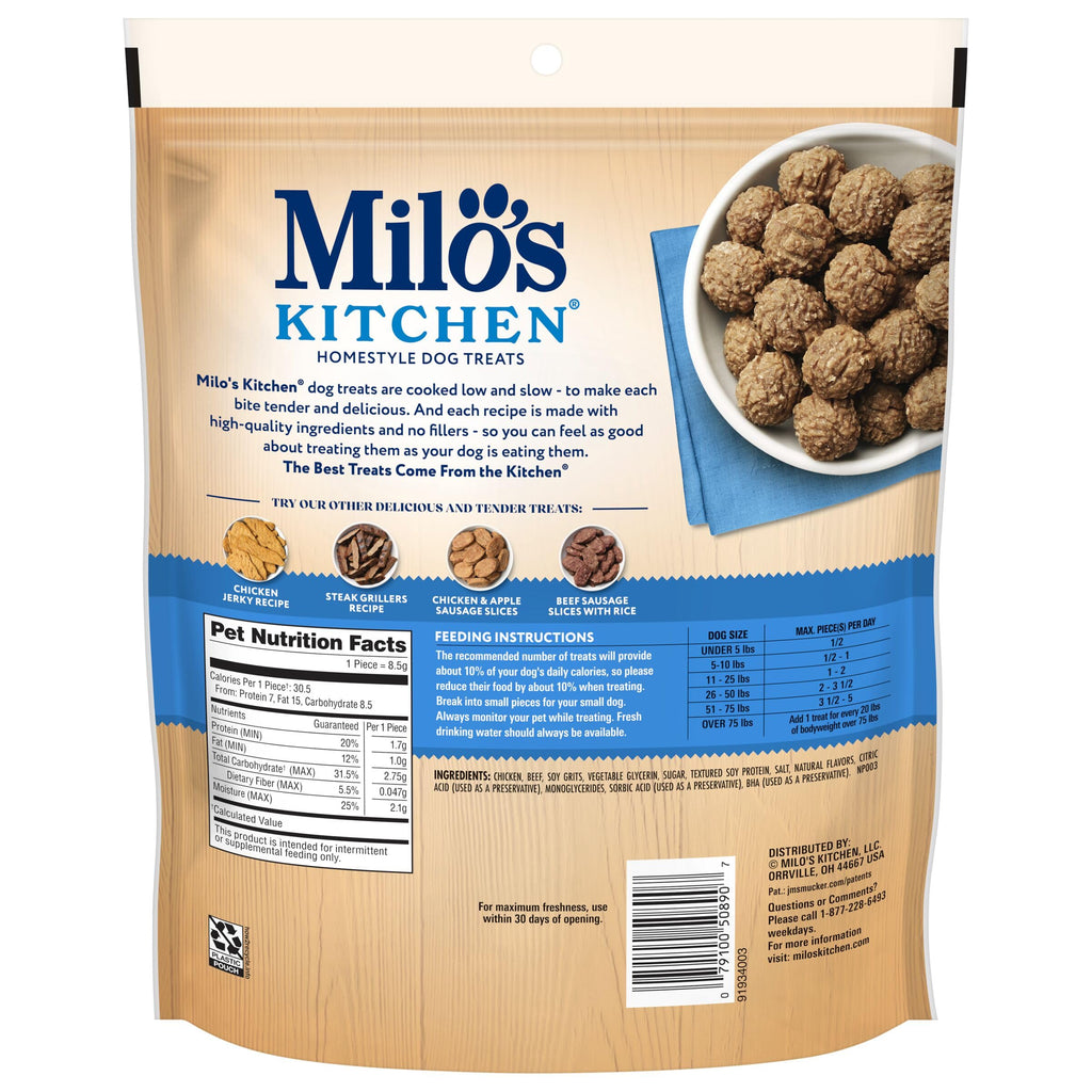 Milo's Kitchen Homestyle Dog Treats, Beef Sausage Slices, 10 Ounce, High Protein, No Artificial Flavors