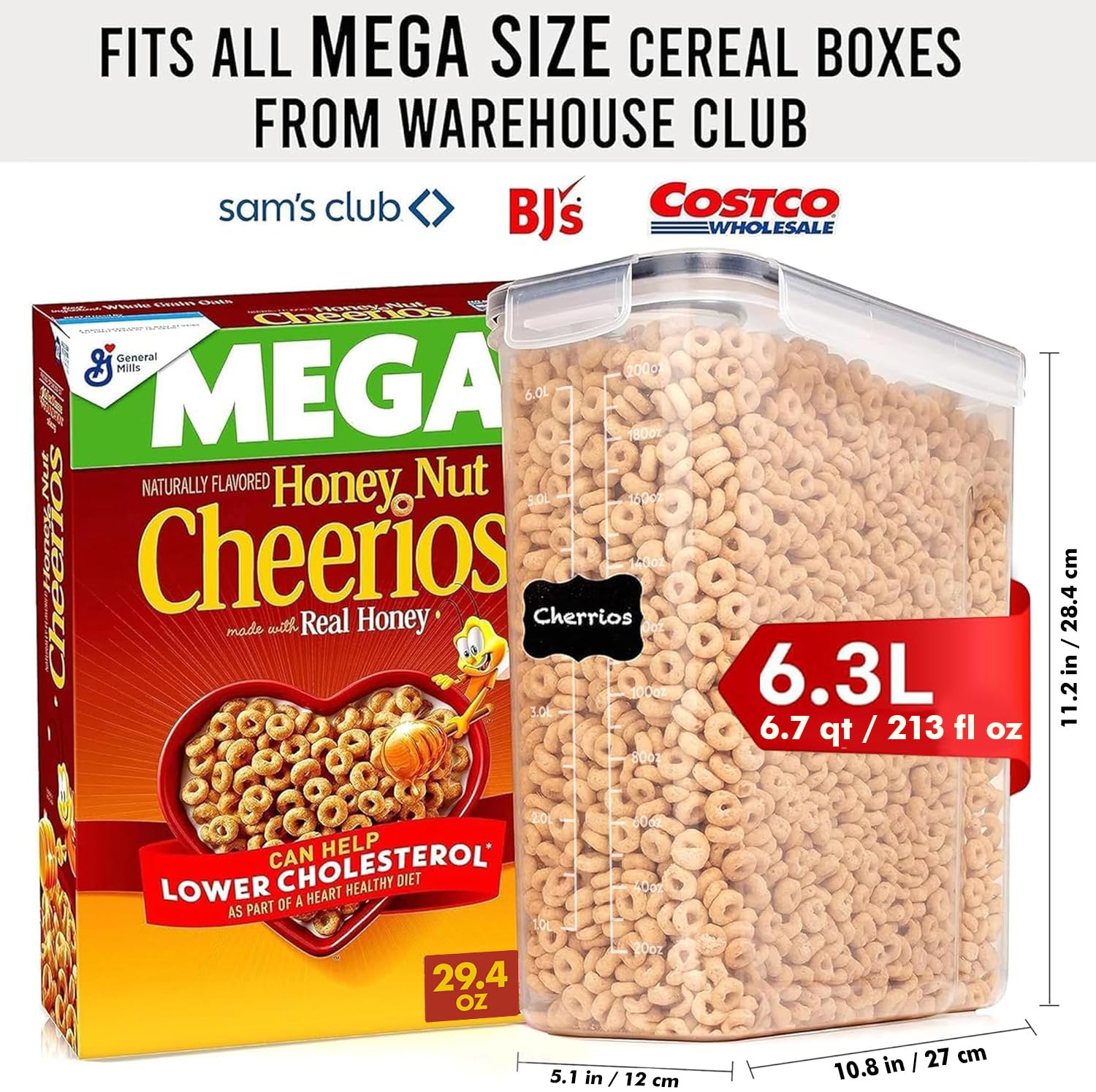 Shazo 2 Pack (6.3L / 213OZ) EXTRA Large Airtight Food Storage Cereal Containers for Bulk Food Storage BPA-Free Plastic Container, Pantry Organization and Canister for Rice, Pasta, Sugar & Flour